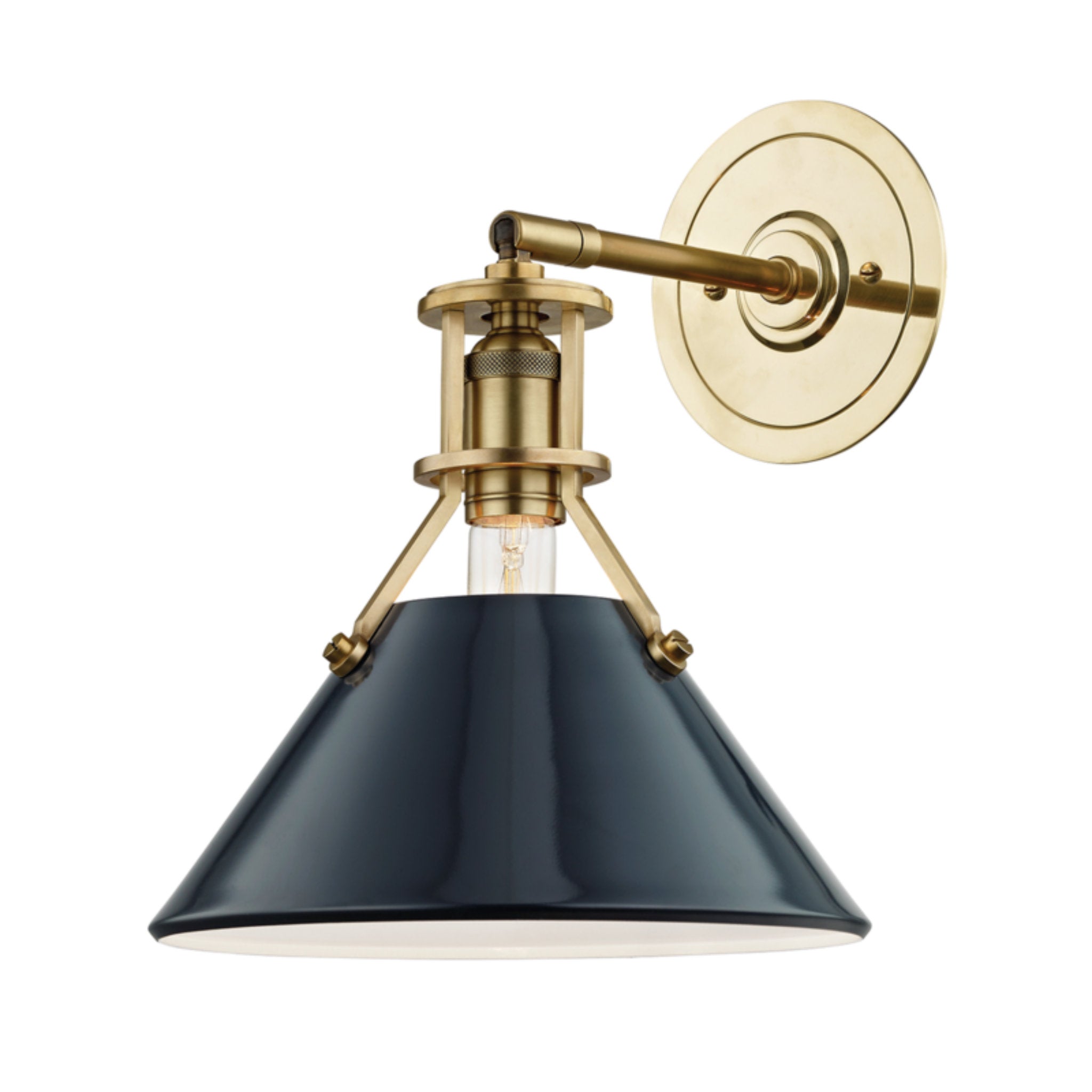 Painted No.2 1-Light Wall Sconce in  Aged Brass/Darkest Blue by  Mark D. Sikes 9.5L x 9.5W x 11.75H