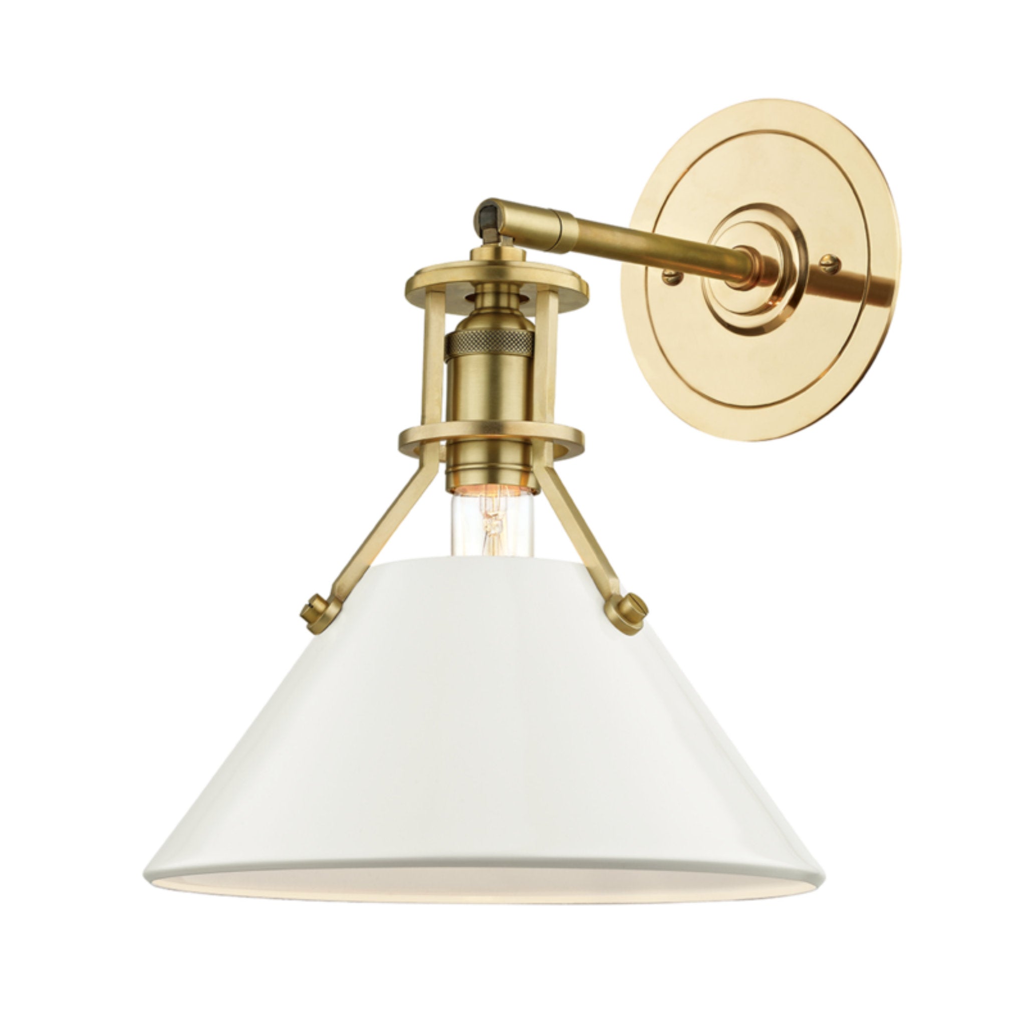 Painted No.2 1-Light Wall Sconce in  Aged Brass/Off White by  Mark D. Sikes 9.5L x 9.5W x 11.75H