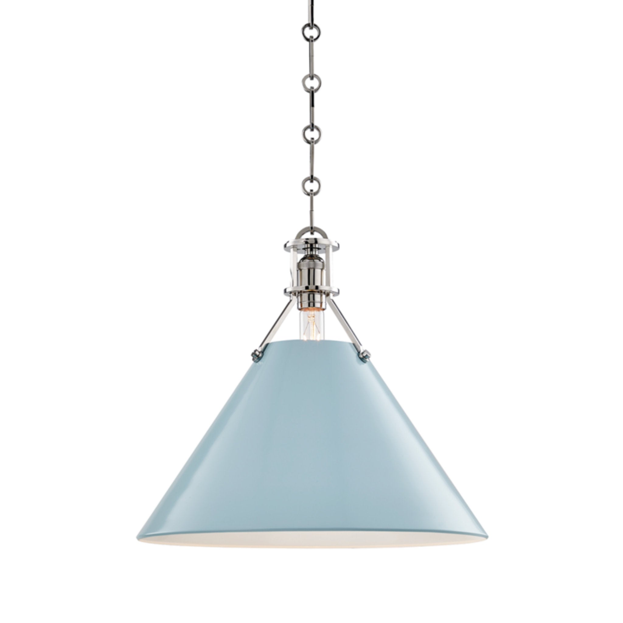 Painted No.2 1-Light Pendant in Polished Nickel/Blue Bird by Mark D. Sikes 16L x 16W x 14.5H