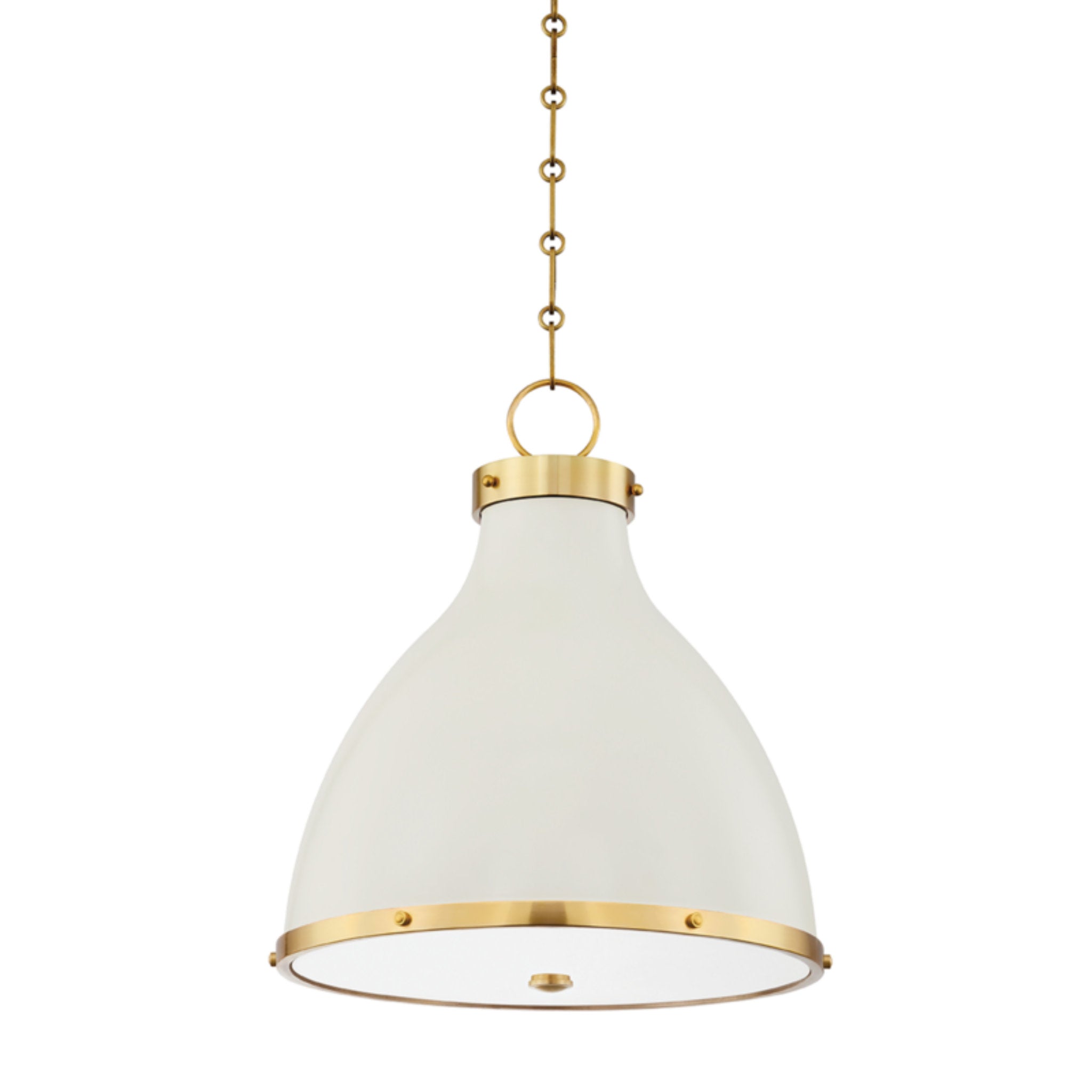 Painted No. 3 2-Light Pendant in Aged Brass/Off White by Mark D. Sikes 16.5L x 16.5W x 18.5H