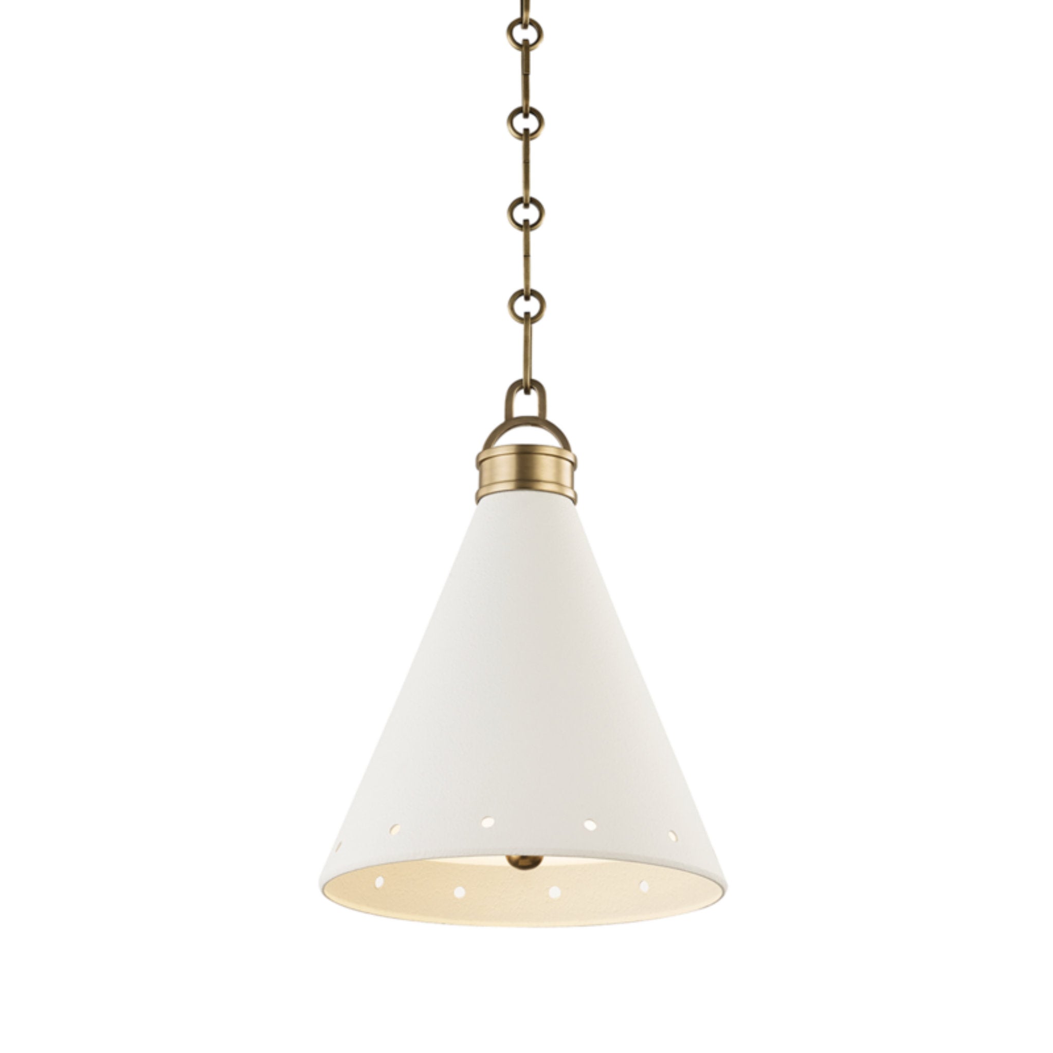 Plaster No.1 1-Light Pendant in Aged Brass/White Plaster by Mark D. Sikes 10L x 10W x 13H