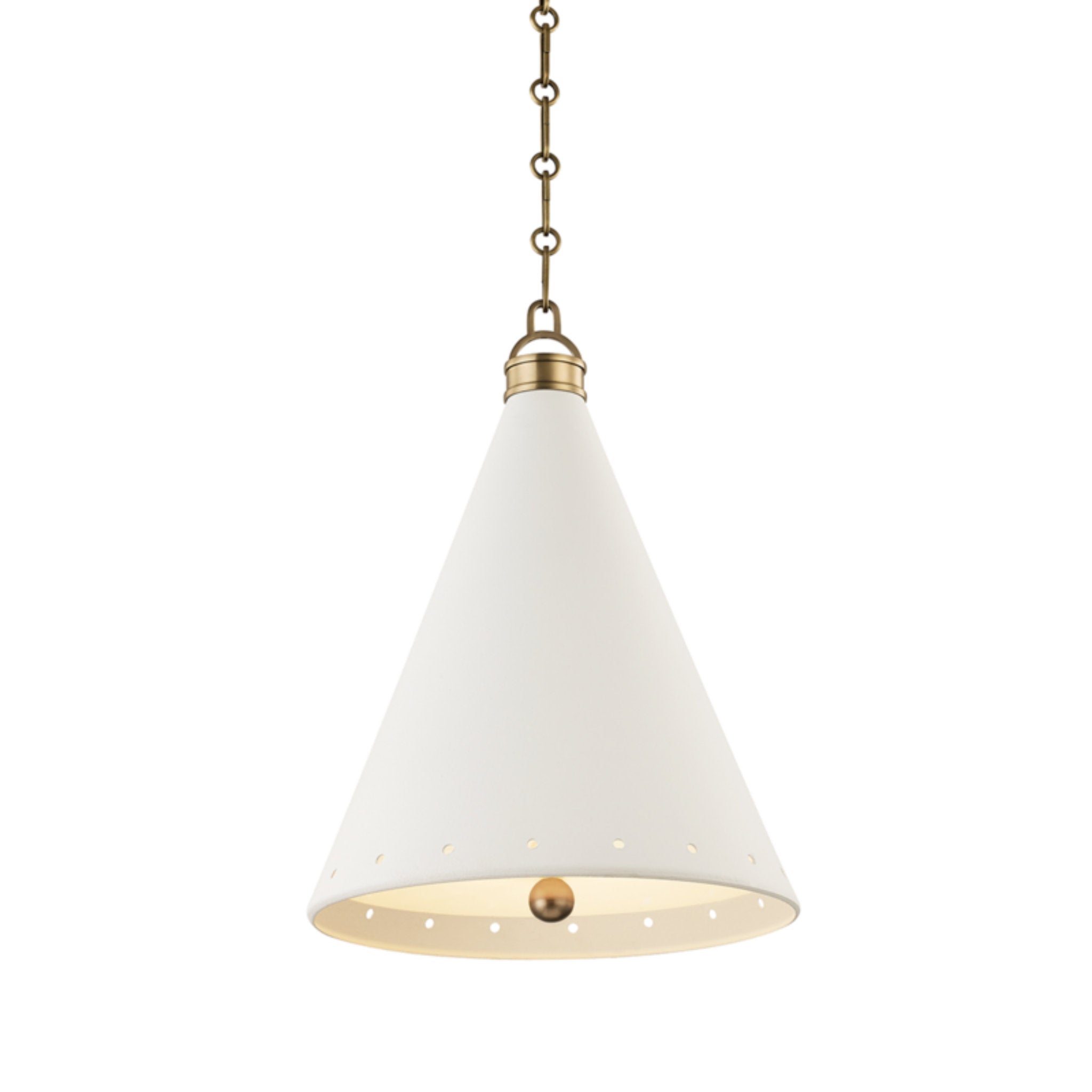 Plaster No.1 1-Light Pendant in Aged Brass/White Plaster by Mark D. Sikes 15L x 15W x 19H