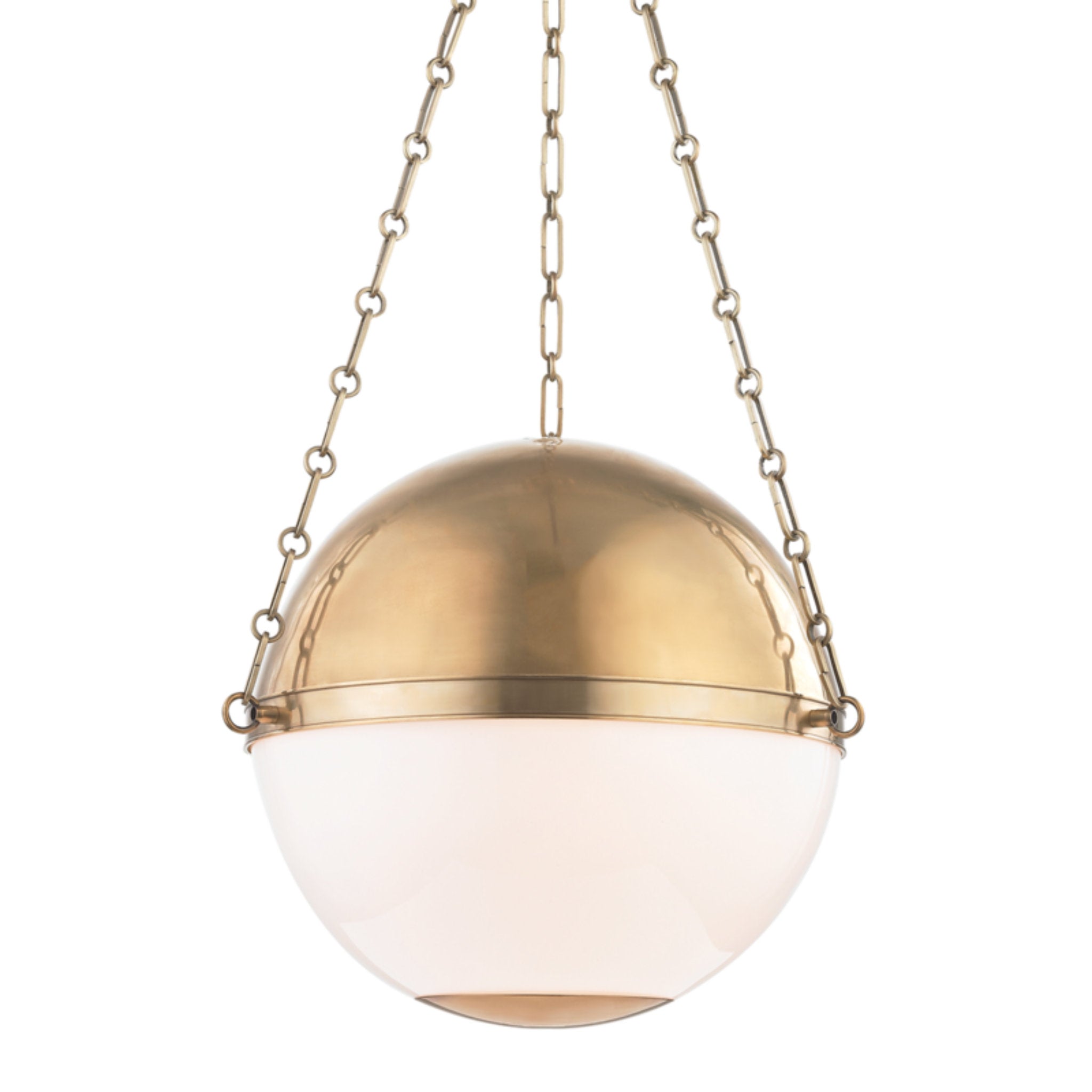 Sphere No.2 3-Light Pendant in Aged Brass by Mark D. Sikes 20.5L x 20.5W x 17H