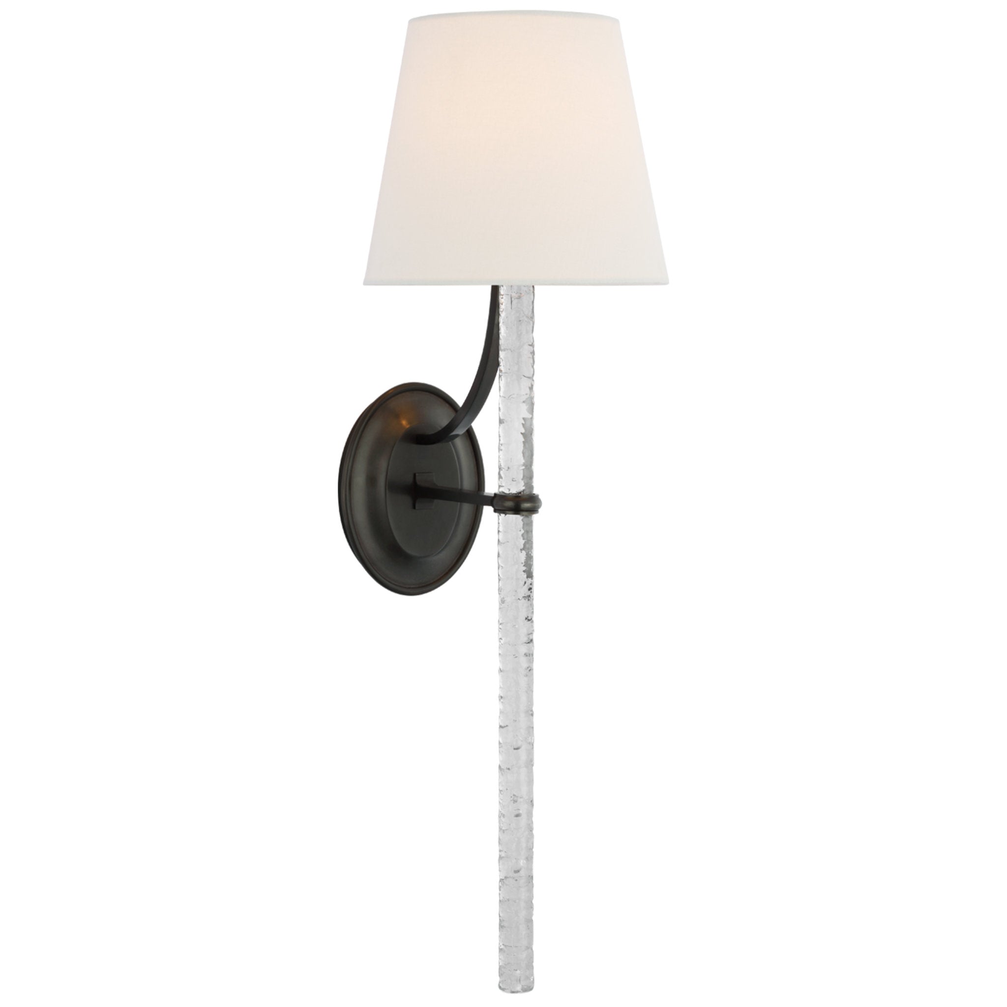 Marie Flanigan Abigail XL Sconce in Bronze and Clear Wavy Glass with Linen Shade Wall Light W8" x H25.25"
