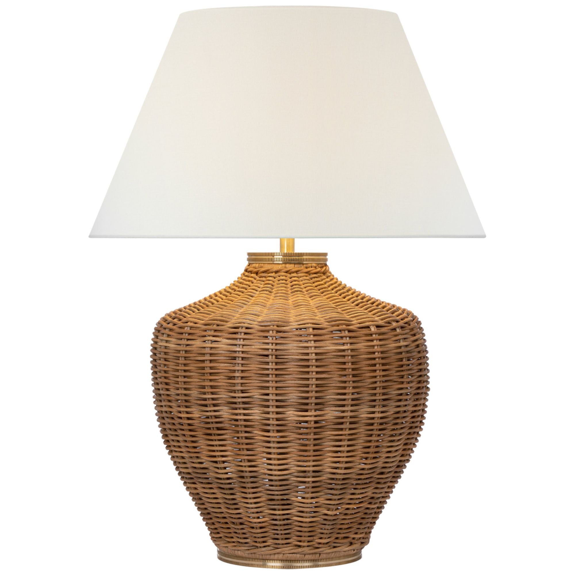 Marie Flanigan Evie Large Table Lamp in Natural Wicker with Linen Shade W23" x H31.75"
