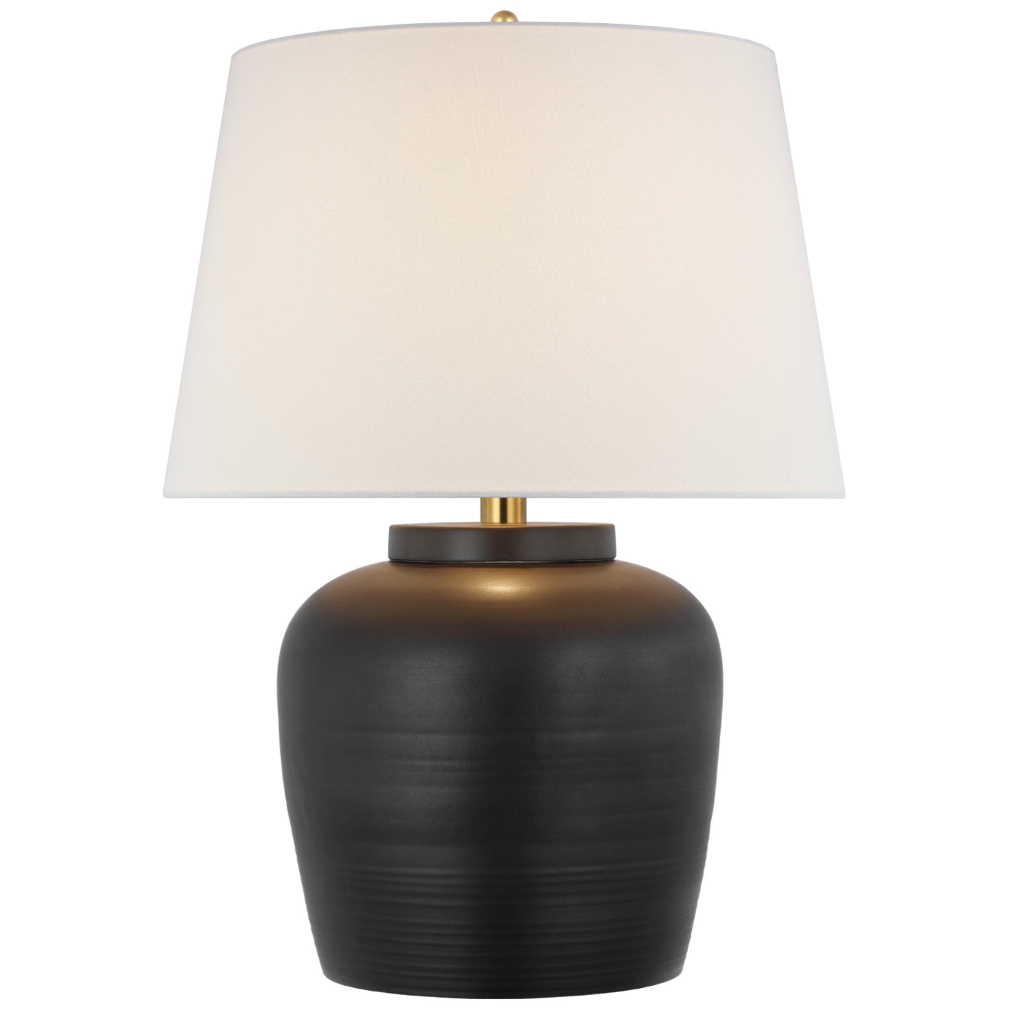 Marie Flanigan Nora Medium Table Lamp in Matte Black with Linen Shade W20" x H28"