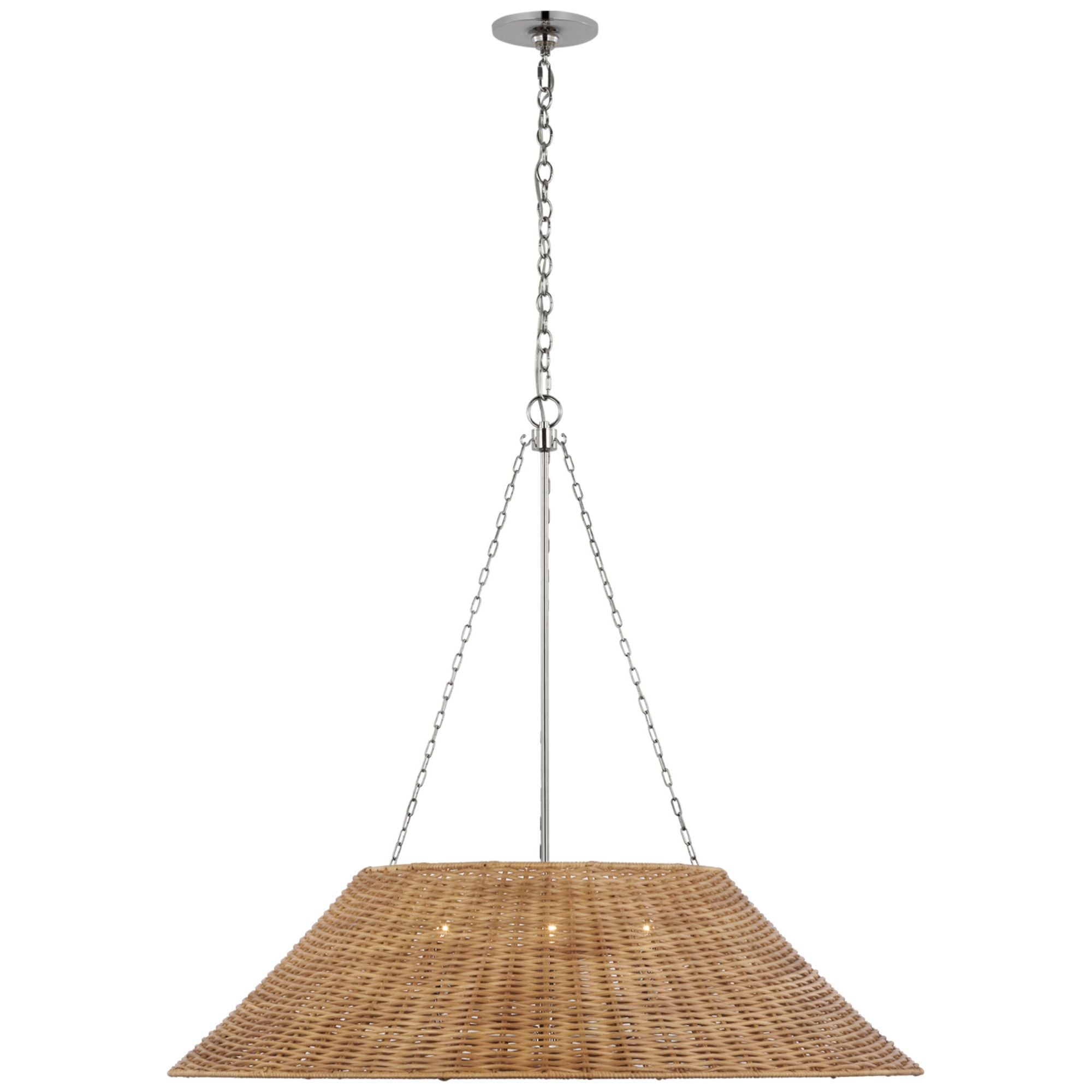 Marie Flanigan Corinne Extra Large Woven Hanging Shade in Polished Nickel with Natural Wicker Shade Ceiling Light W36.25" x H32.5"