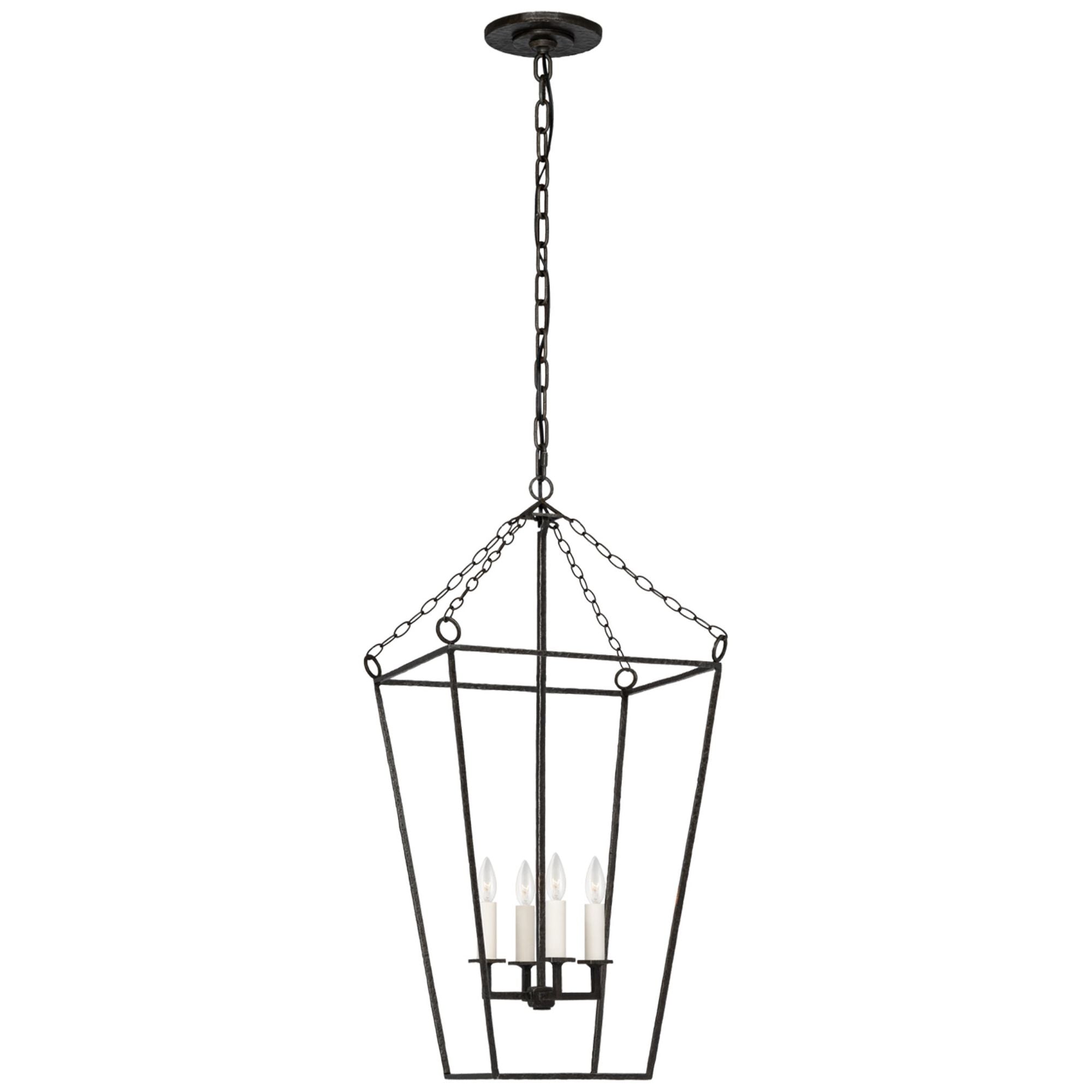 Marie Flanigan Malloy 14" Open Frame Forged Lantern in Aged Iron Ceiling Light W14" x H29.75"
