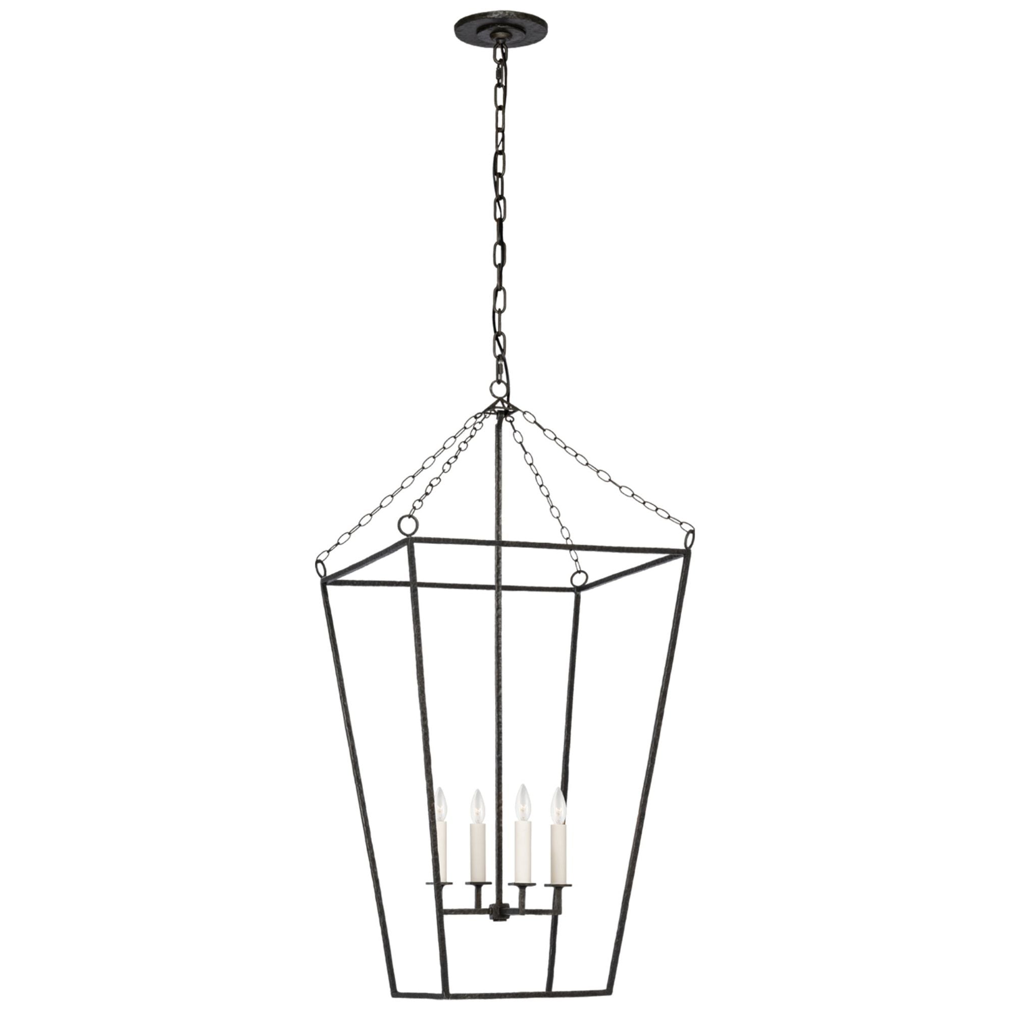 Marie Flanigan Malloy 18" Open Frame Forged Lantern in Aged Iron Ceiling Light W18.5" x H38.25"