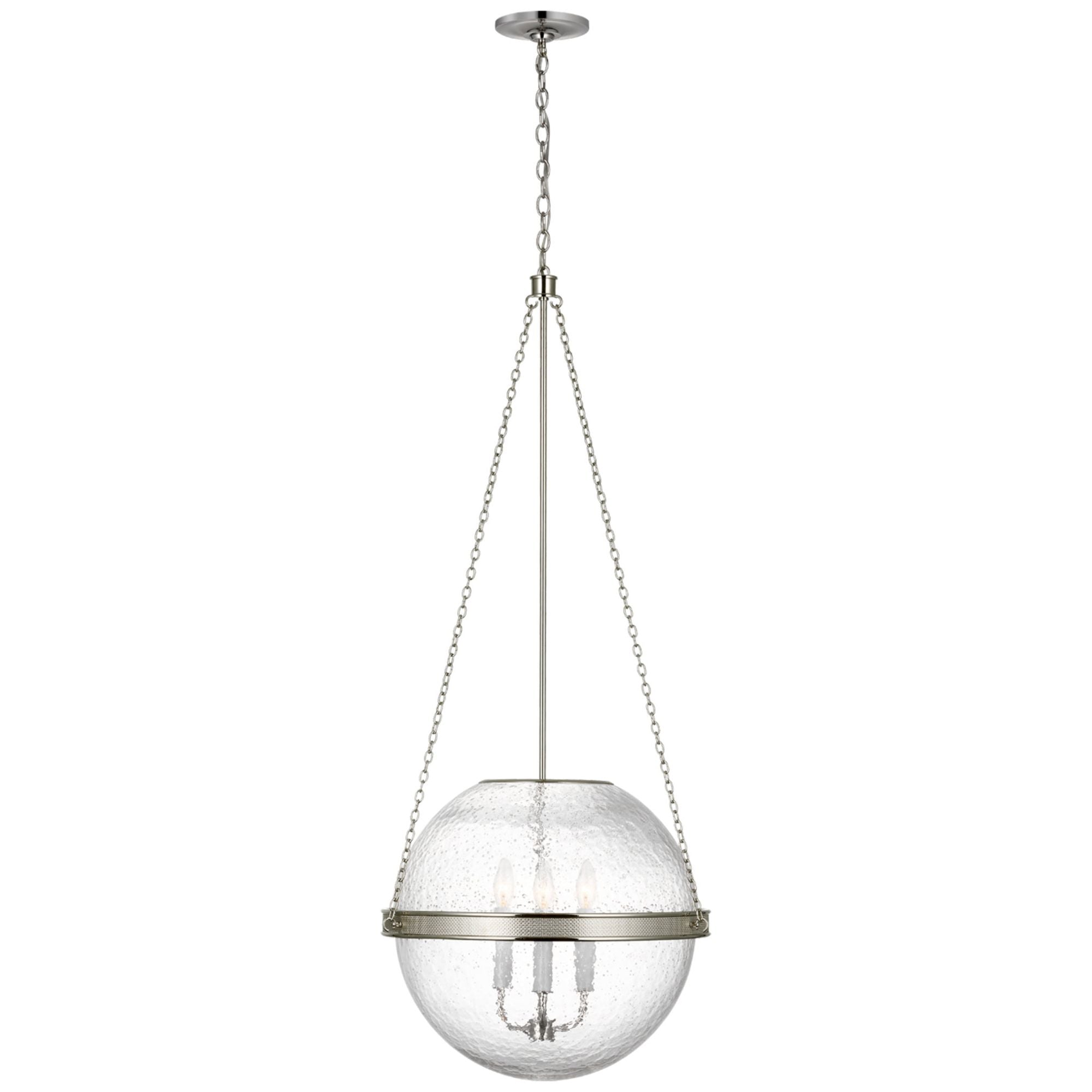 Marie Flanigan Reese 18" Globe Pendant in Polished Nickel with Clear Restoration Glass Ceiling Light W18.25" x H44.75"
