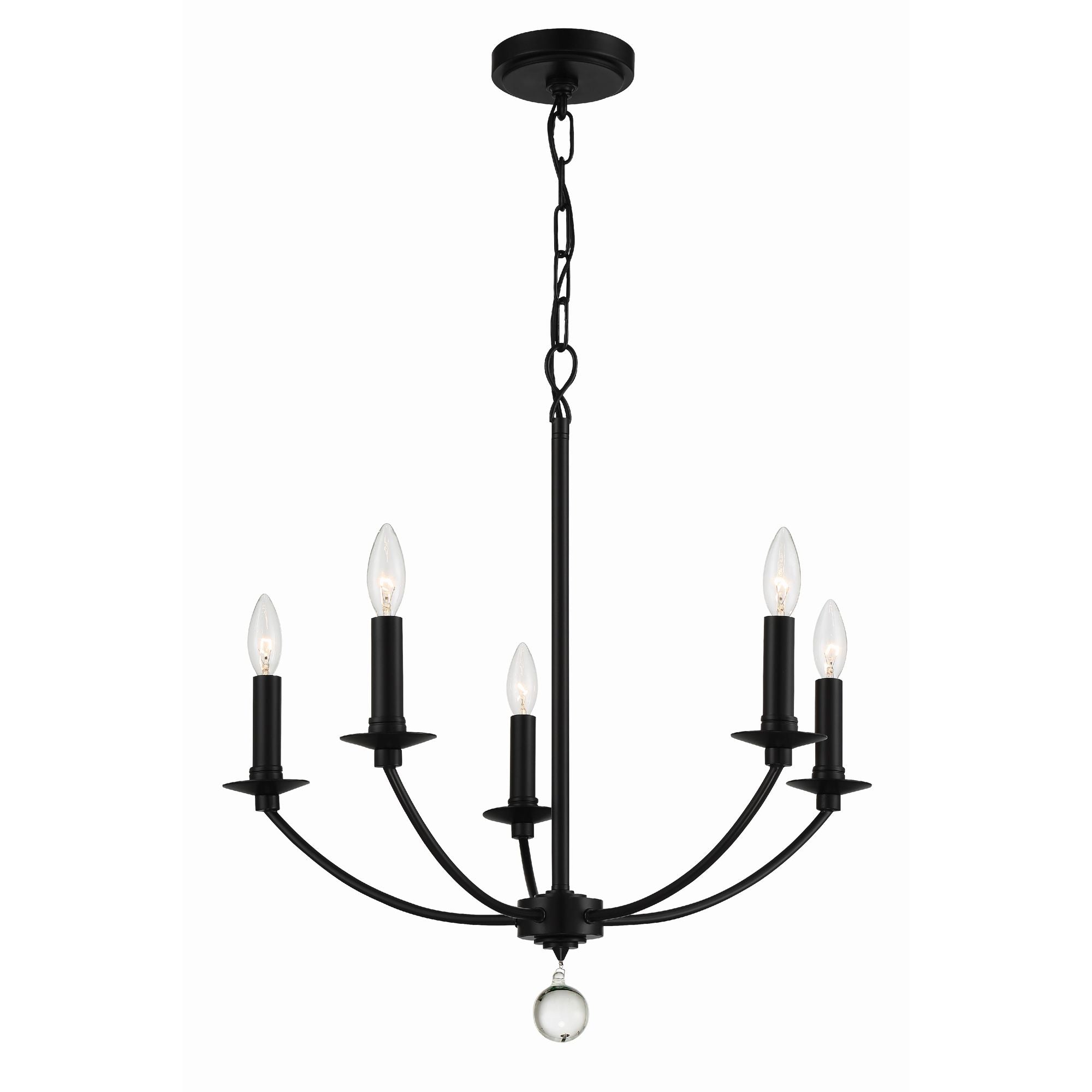 Mila 5 Light Black Chandelier 23"W x 24"H x 23"D