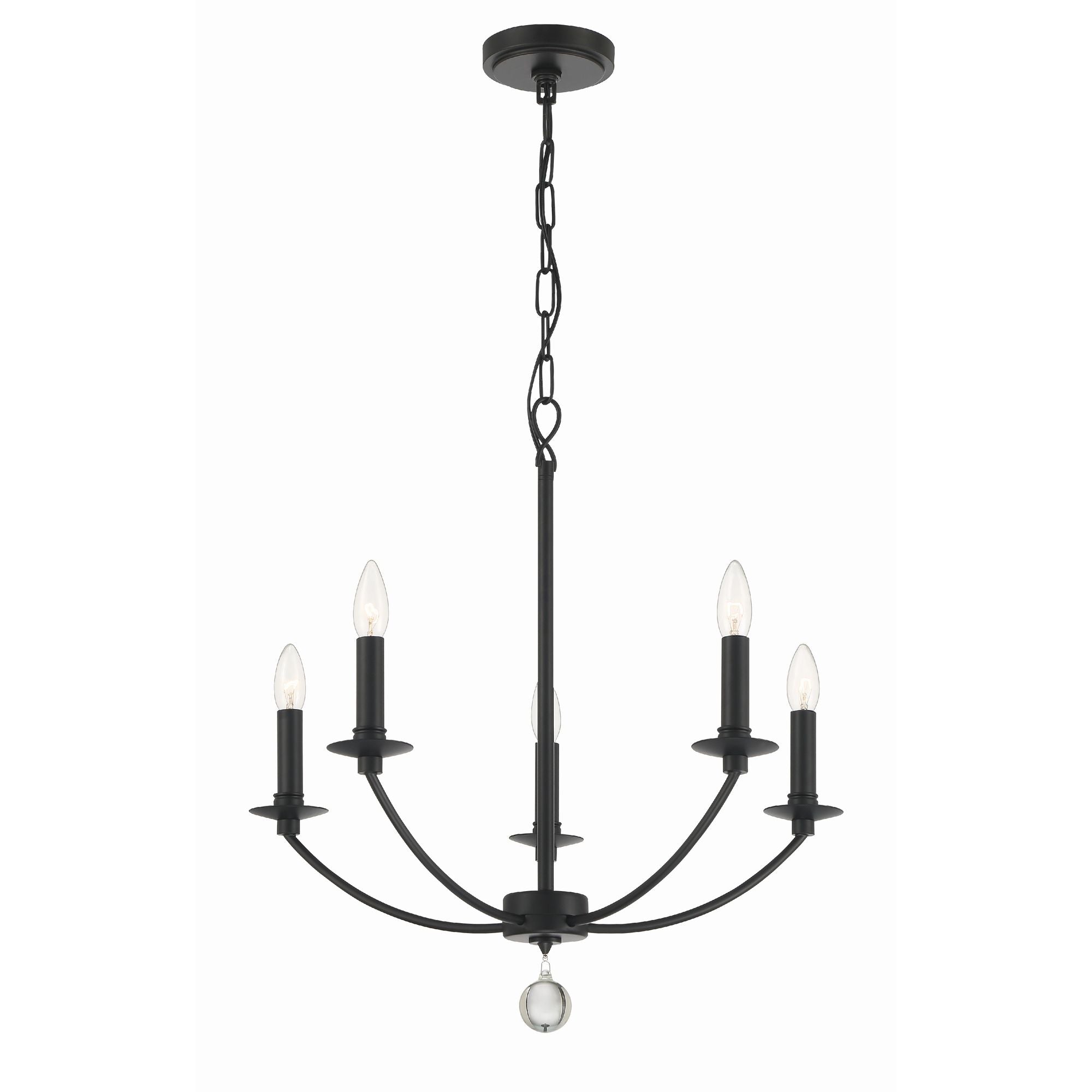 Mila 5 Light Black Chandelier 23"W x 24"H x 23"D