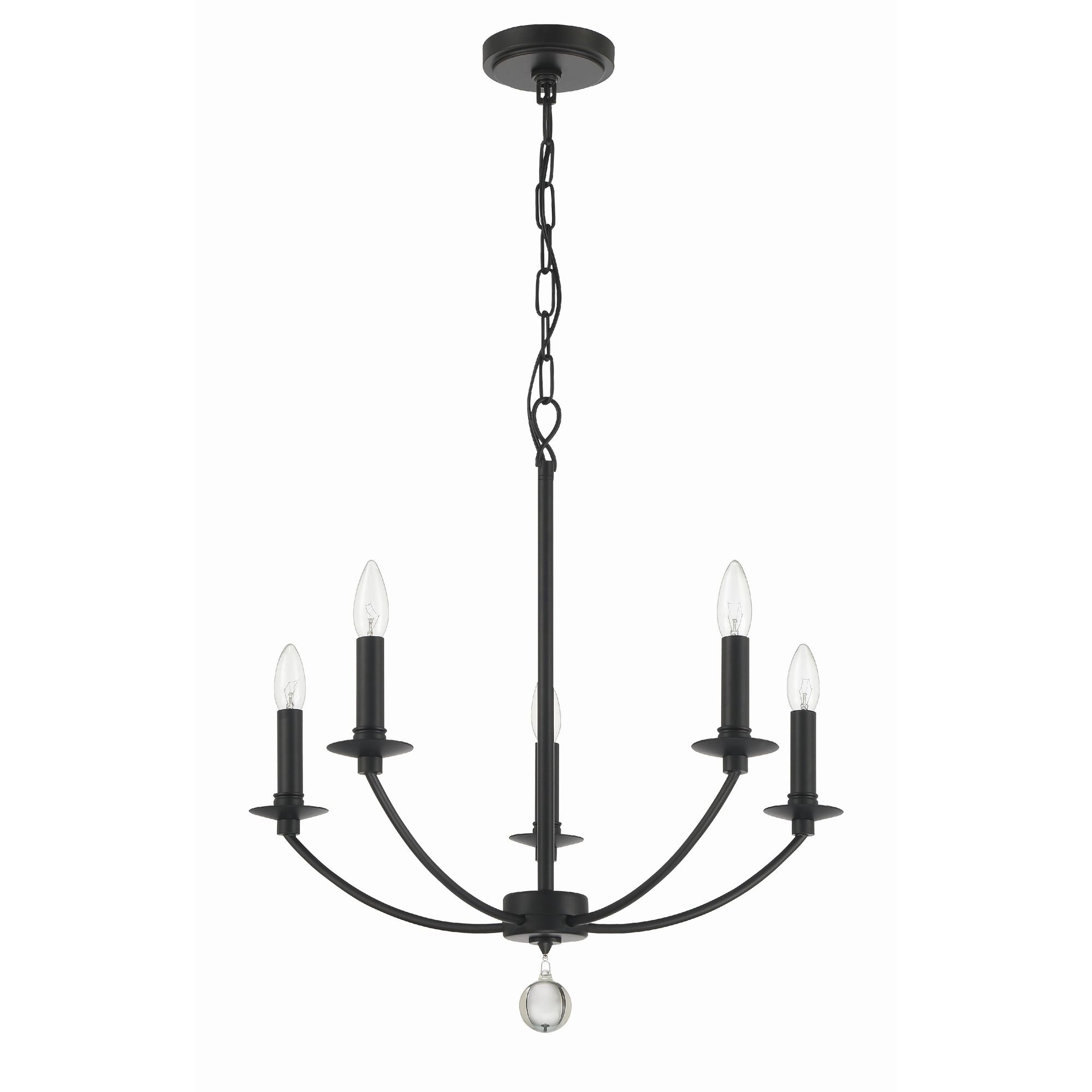 Mila 5 Light Black Chandelier 23"W x 24"H x 23"D