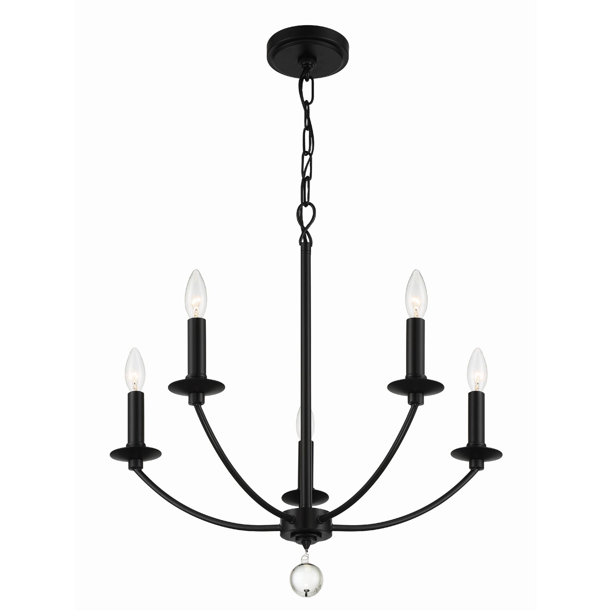 Mila 5 Light Black Chandelier 23"W x 24"H x 23"D