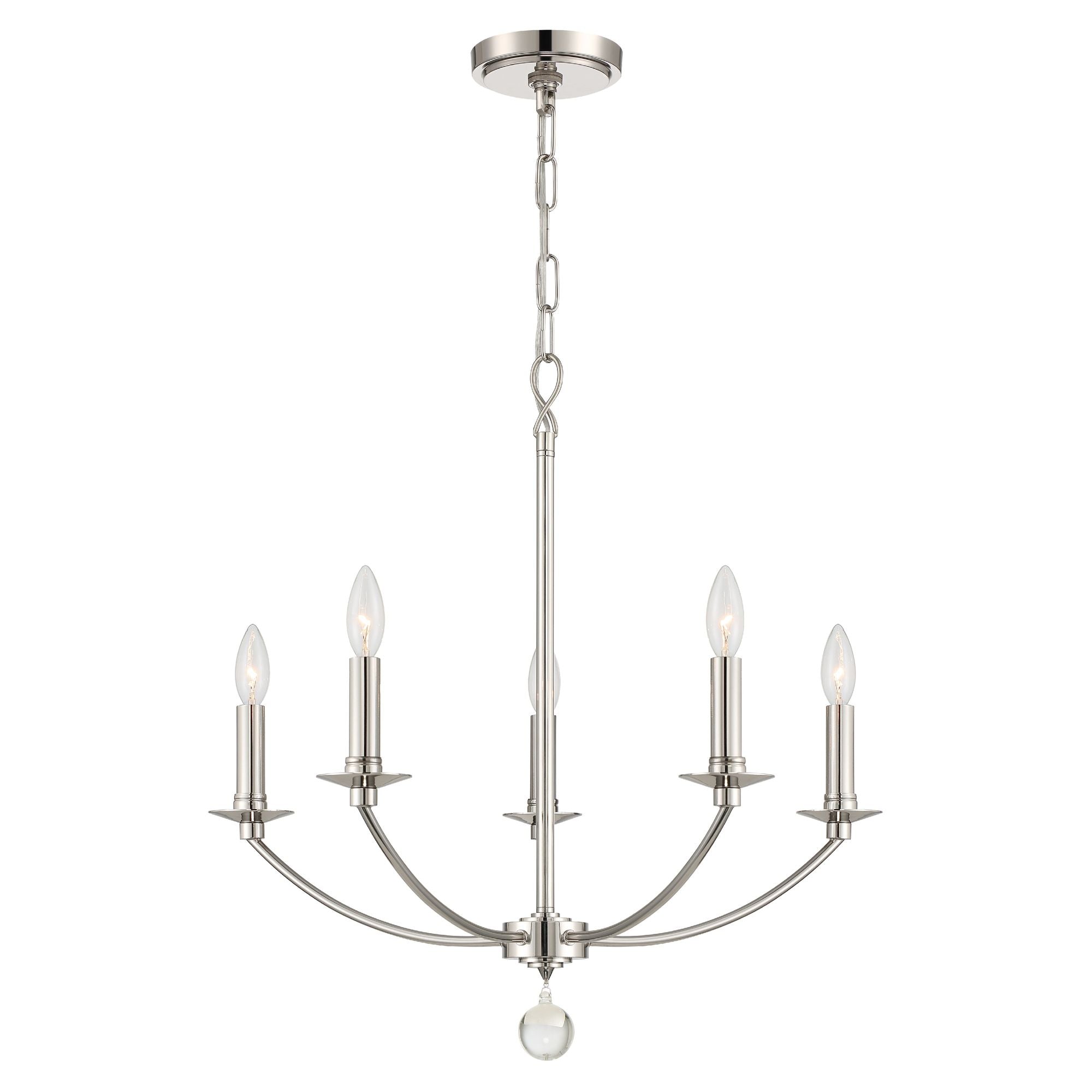 Mila 5 Light Polished Nickel Chandelier
