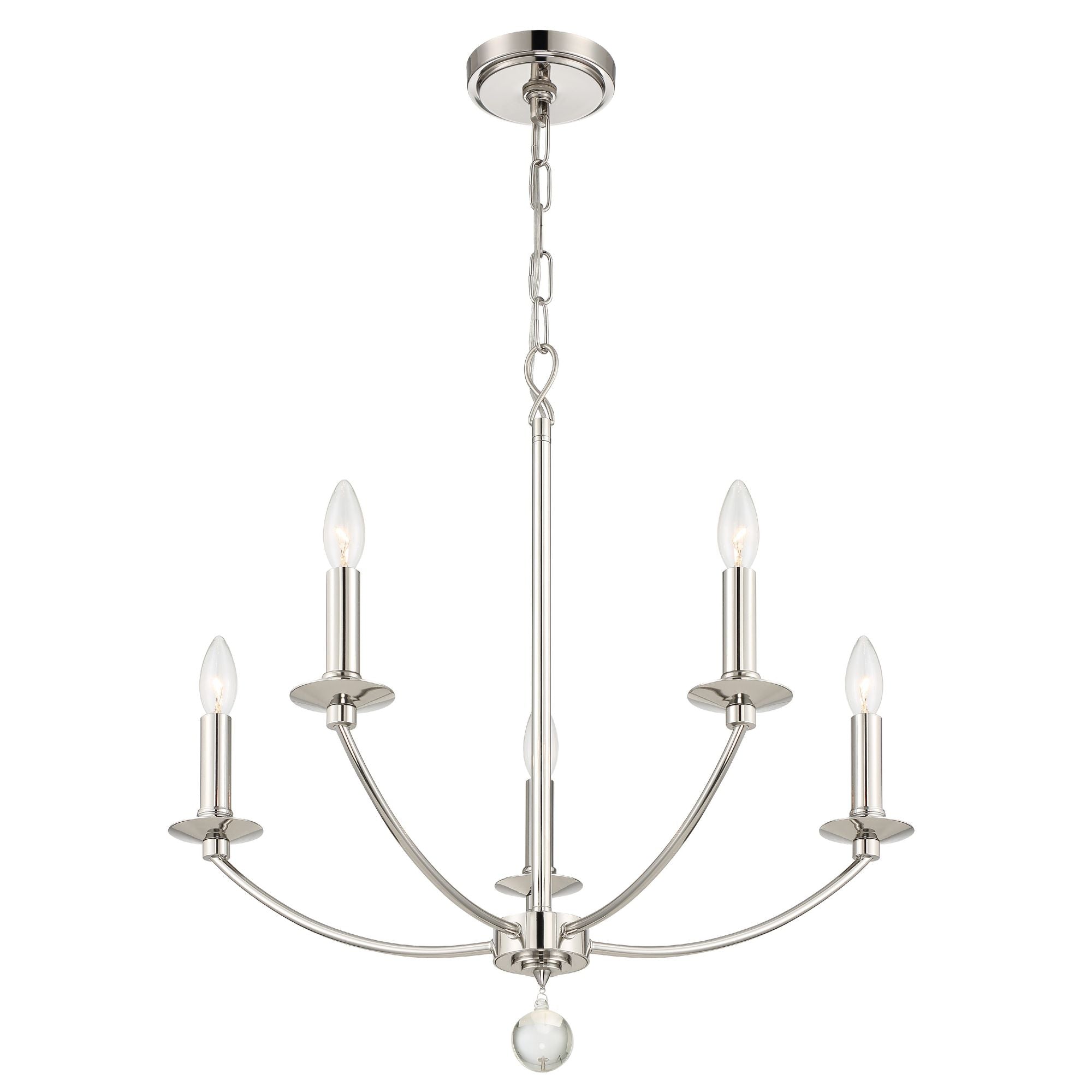 Mila 5 Light Polished Nickel Chandelier