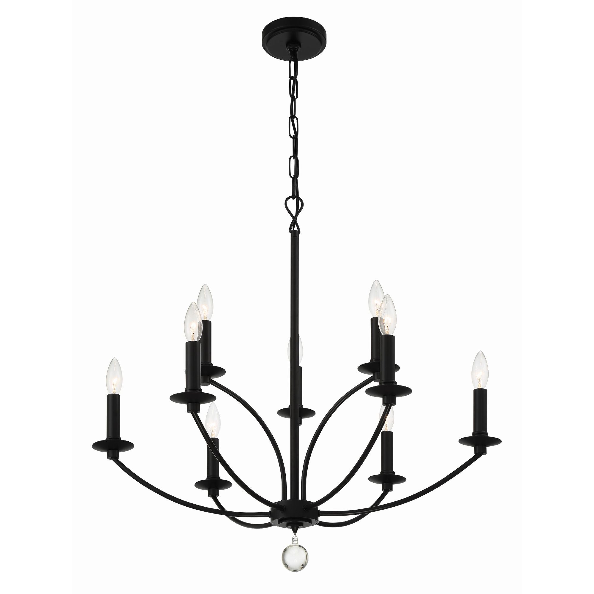 Mila 9 Light Black Chandelier 28"W x 29"H x 28"D