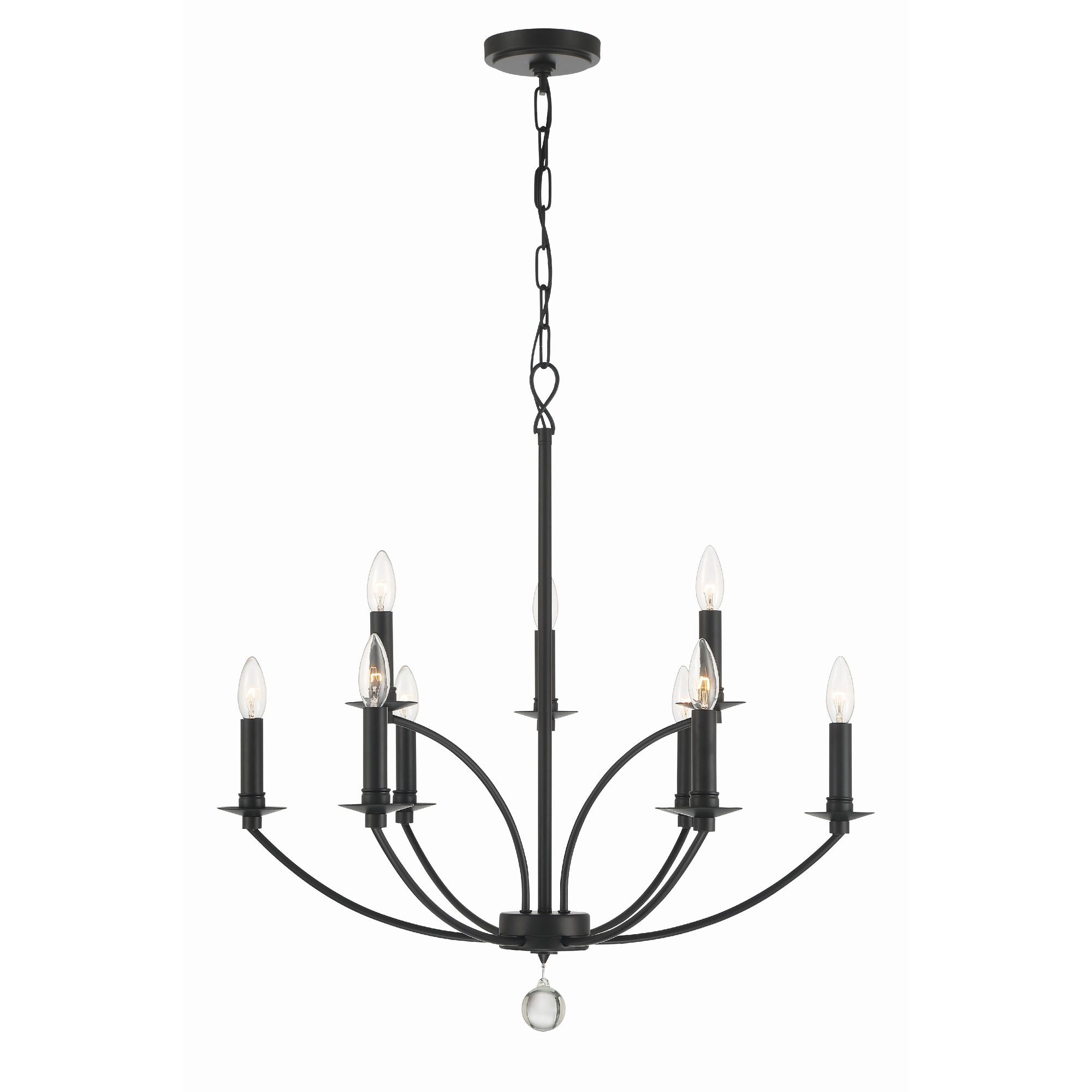 Mila 9 Light Black Chandelier 28"W x 29"H x 28"D