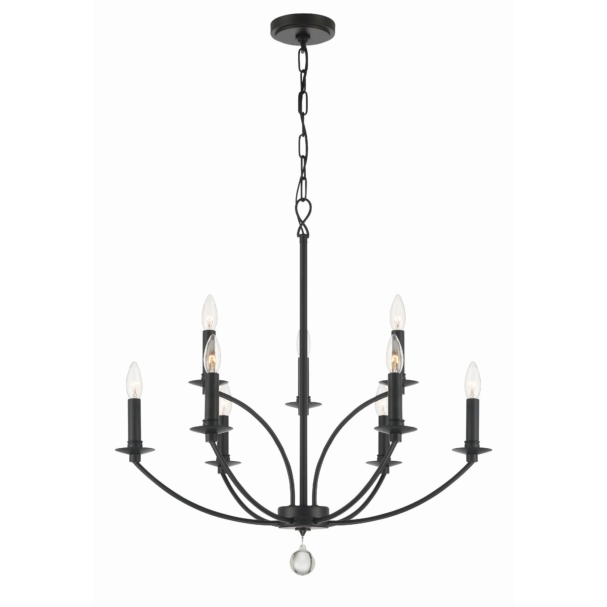 Mila 9 Light Black Chandelier 28"W x 29"H x 28"D
