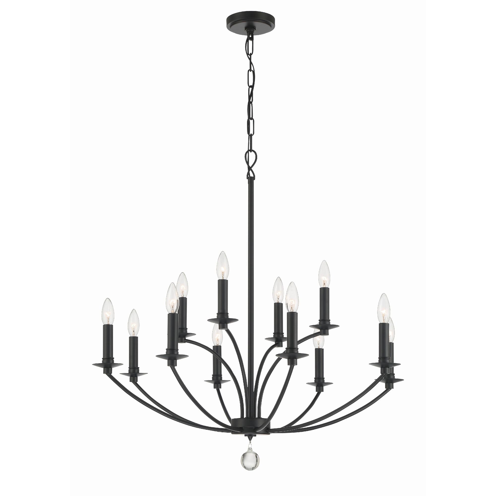 Mila 12 Light Black Chandelier 32"W x 32.5"H x 32"D