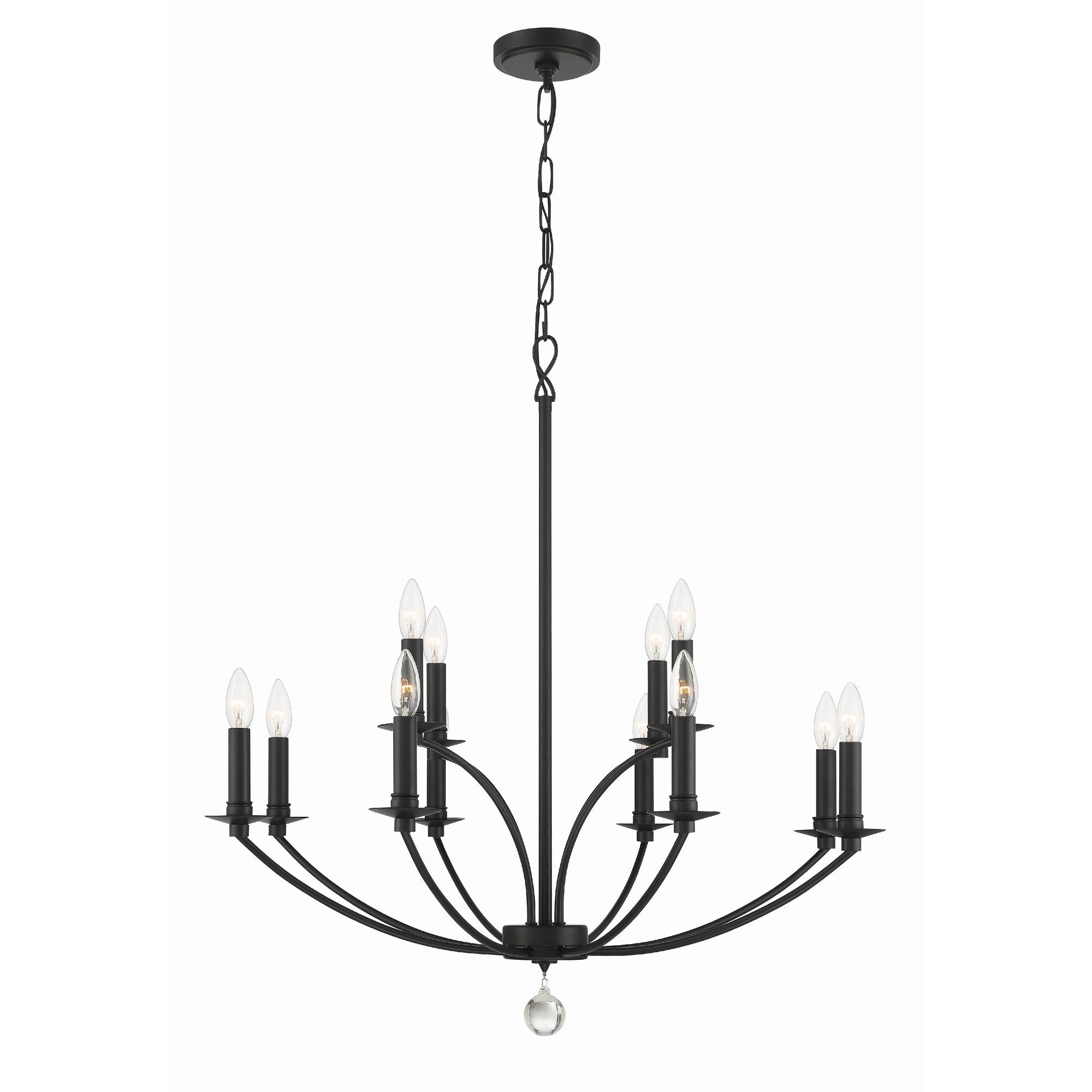 Mila 12 Light Black Chandelier 32"W x 32.5"H x 32"D