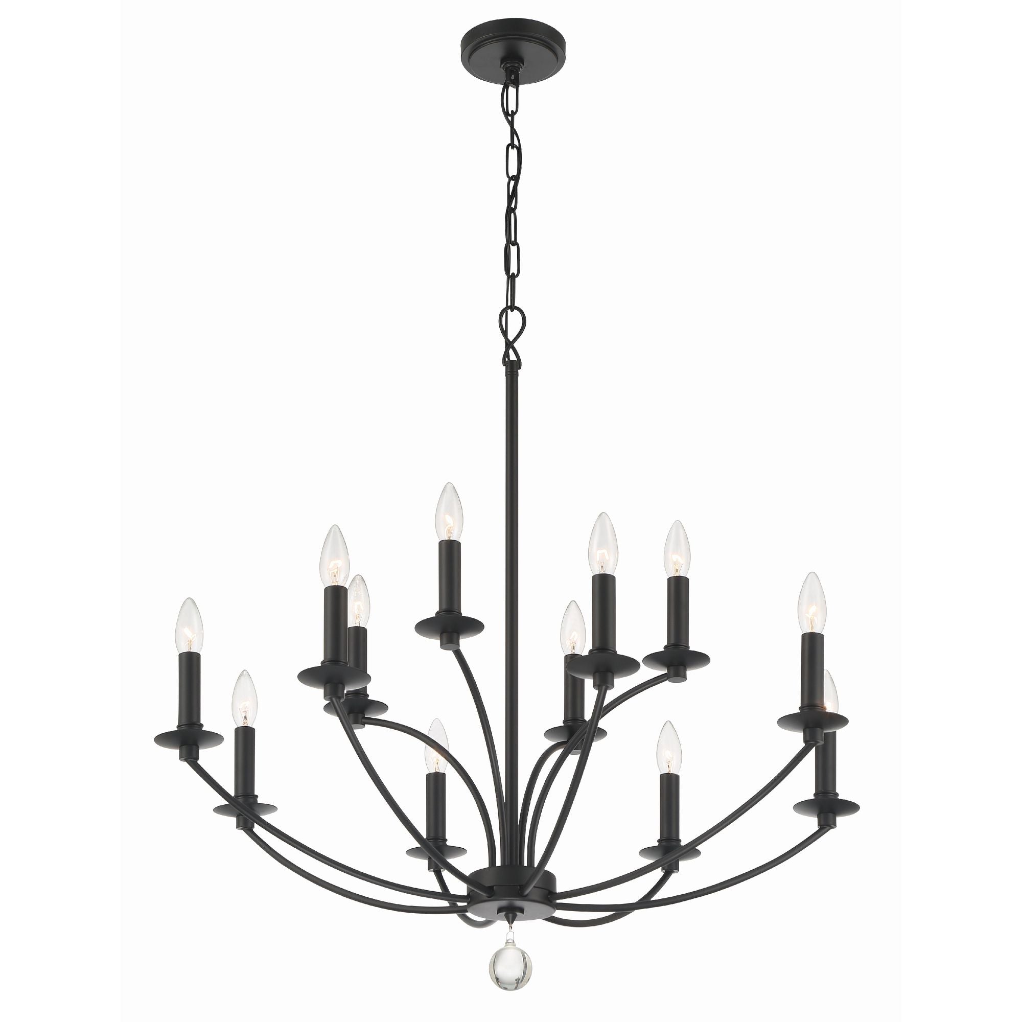 Mila 12 Light Black Chandelier 32"W x 32.5"H x 32"D