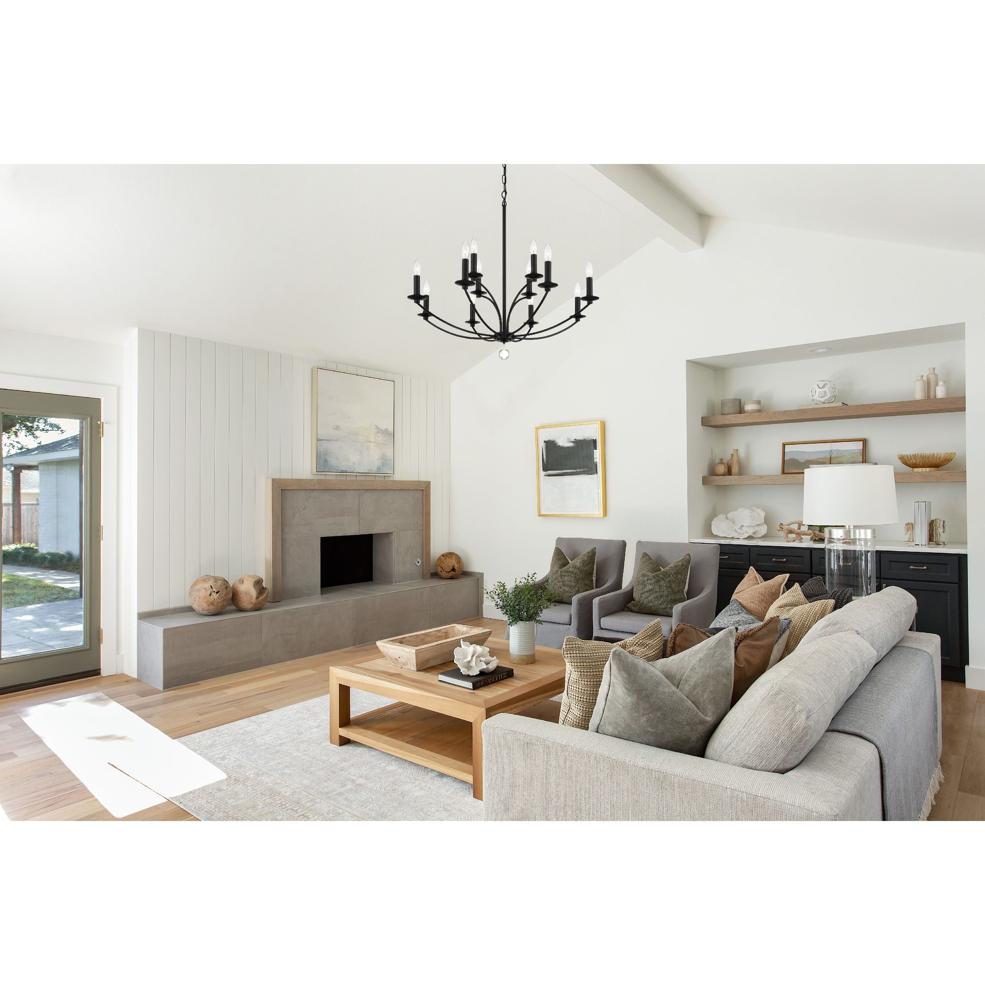 Mila 12 Light Black Chandelier 32"W x 32.5"H x 32"D