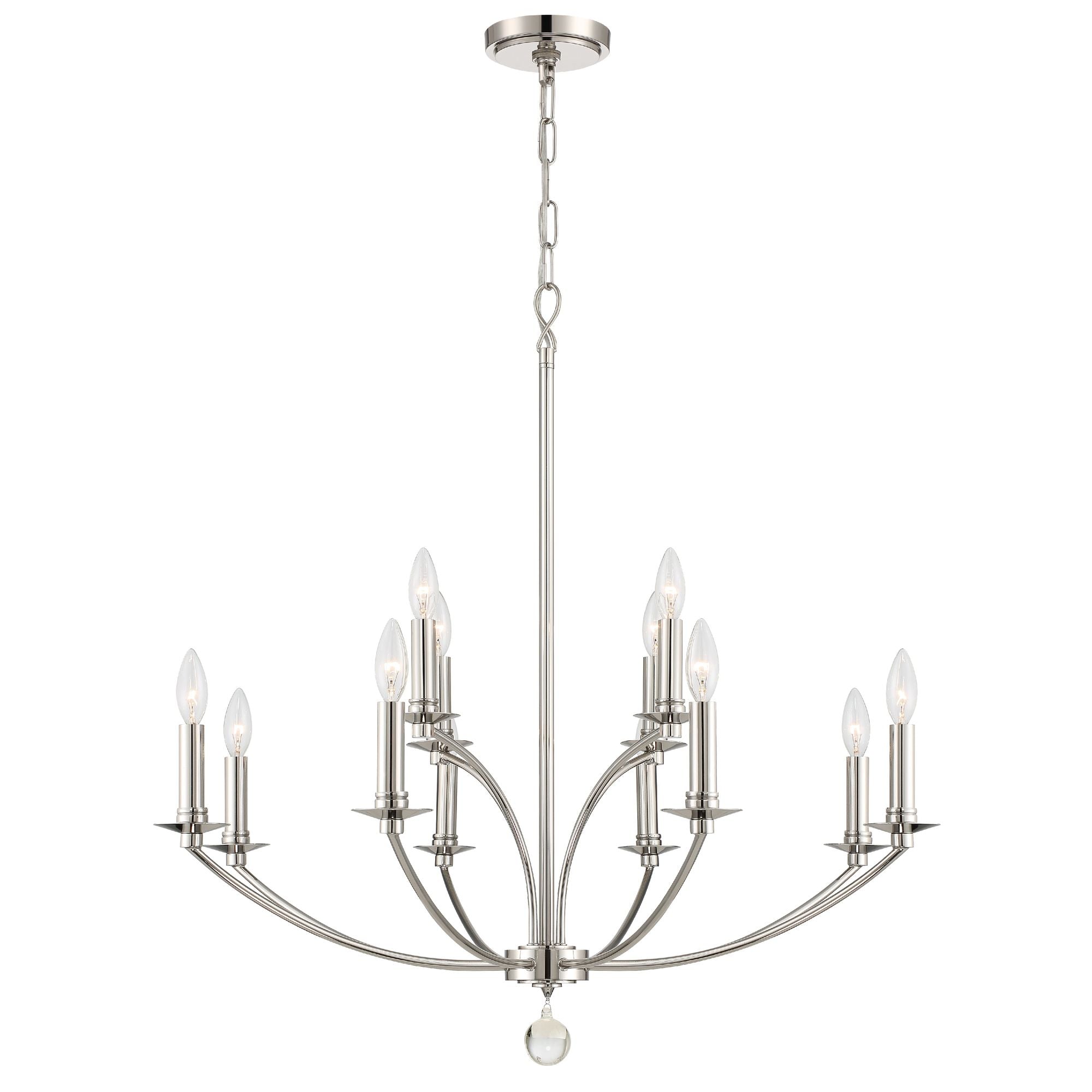 Mila 12 Light Polished Nickel Chandelier