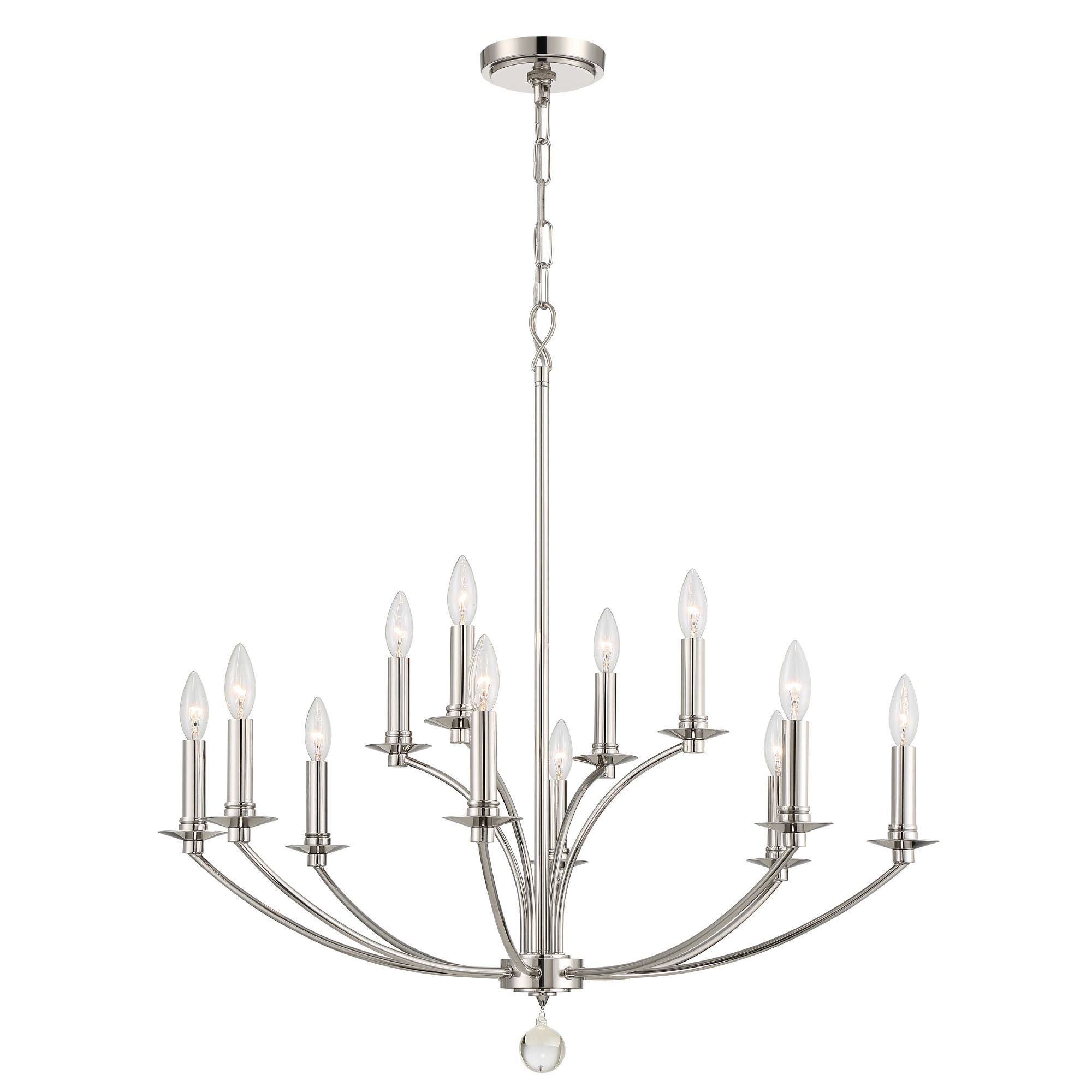 Mila 12 Light Polished Nickel Chandelier