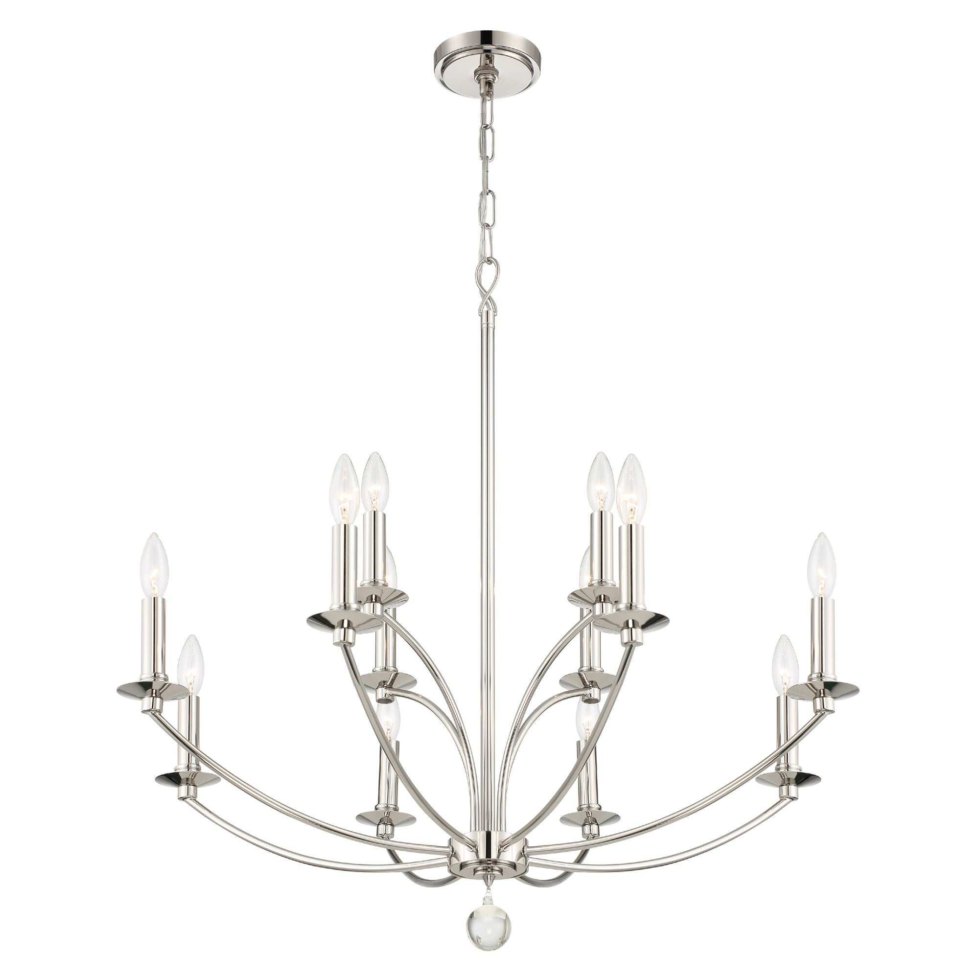 Mila 12 Light Polished Nickel Chandelier