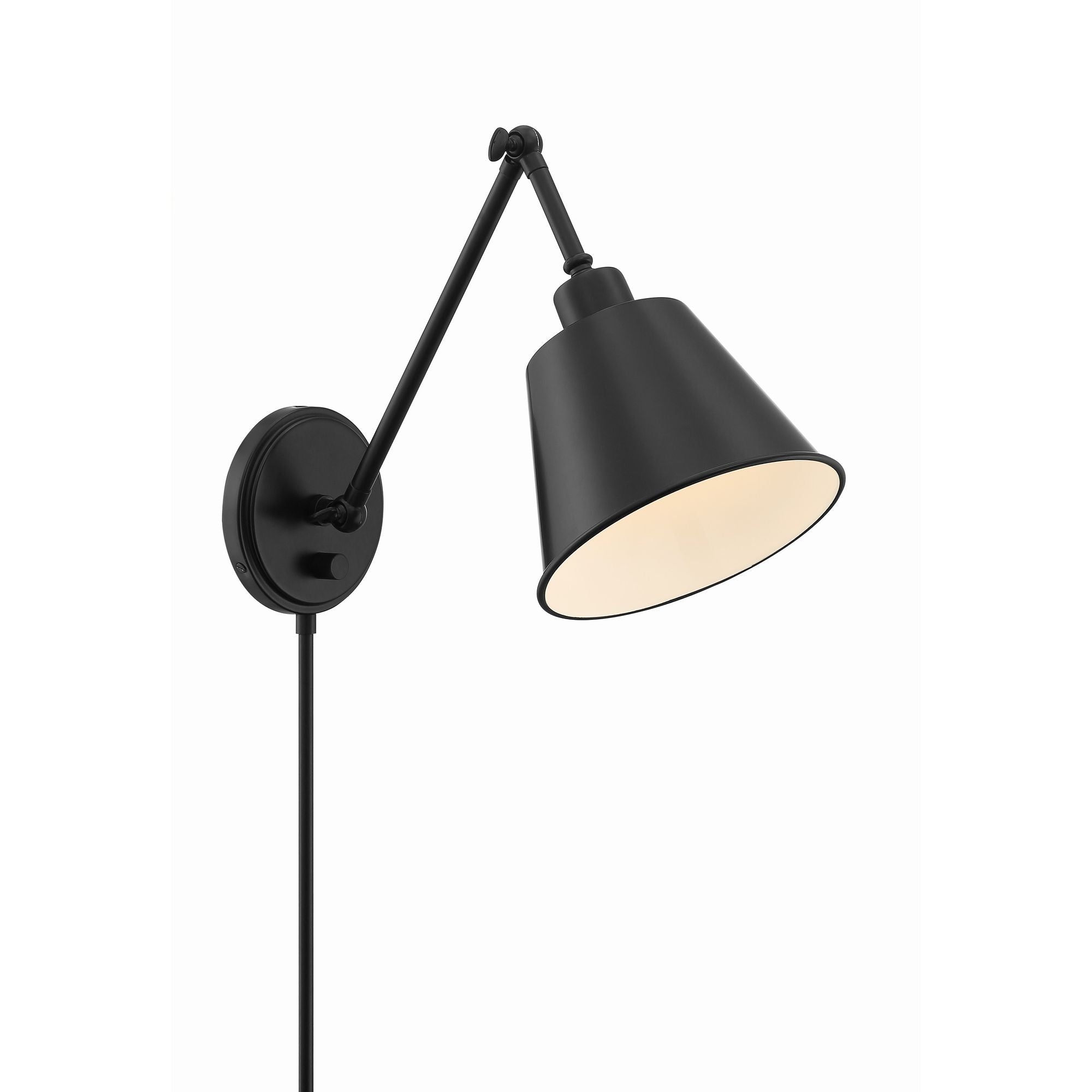 Mitchell 1 Light Matte Black Task Sconce Steel Shade 7.25"W x 30"H x 16"D