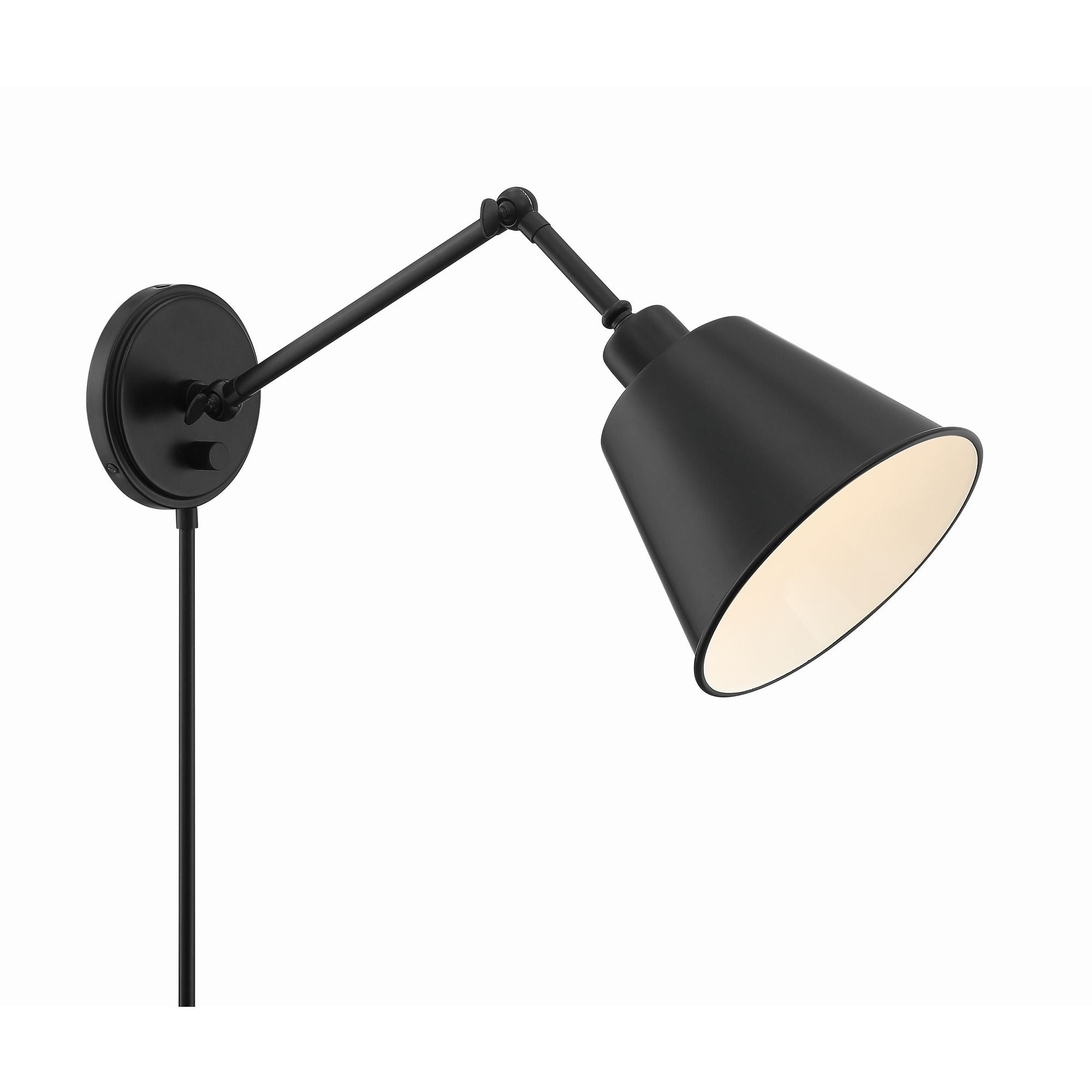 Mitchell 1 Light Matte Black Task Sconce Steel Shade 7.25"W x 30"H x 16"D