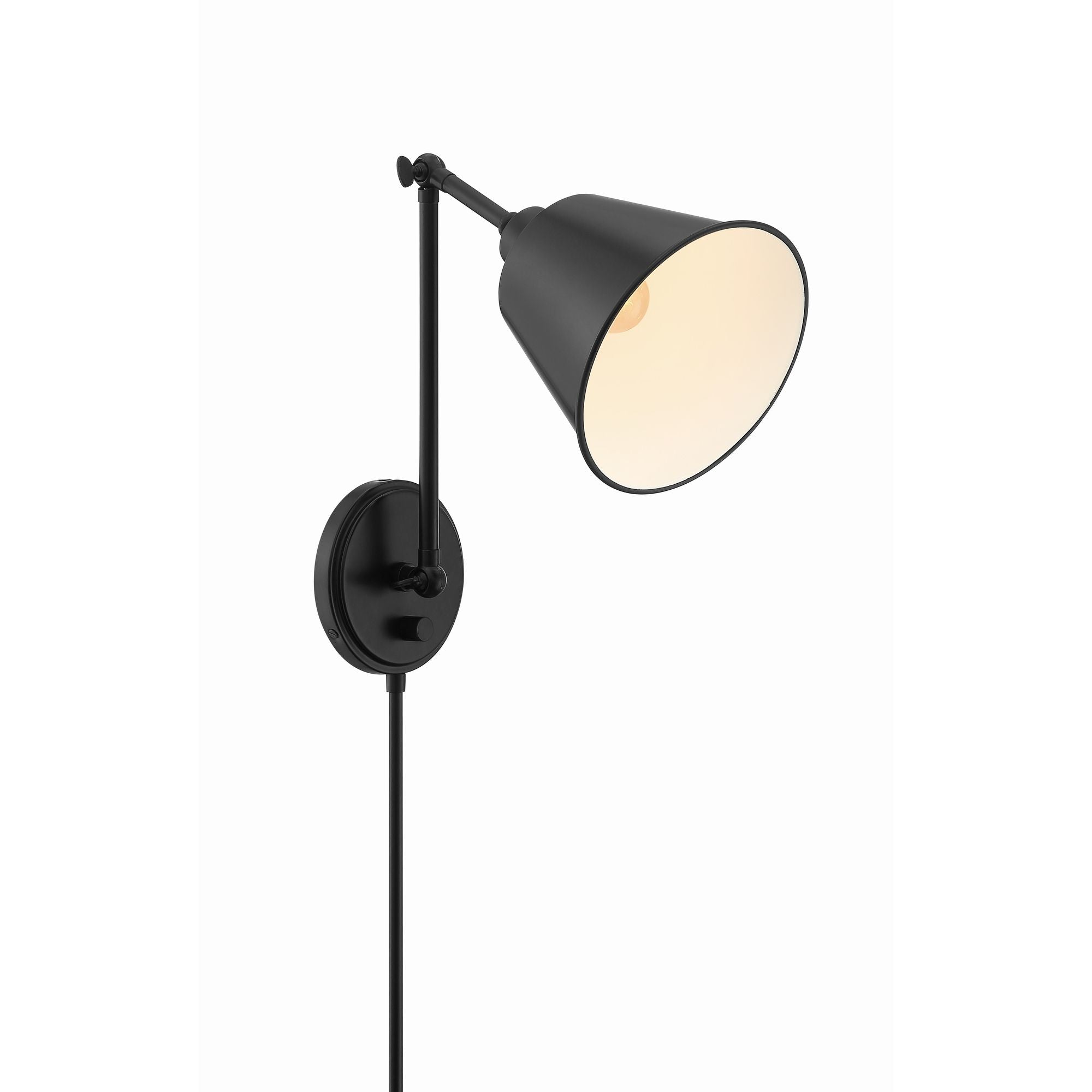 Mitchell 1 Light Matte Black Task Sconce Steel Shade 7.25"W x 30"H x 16"D