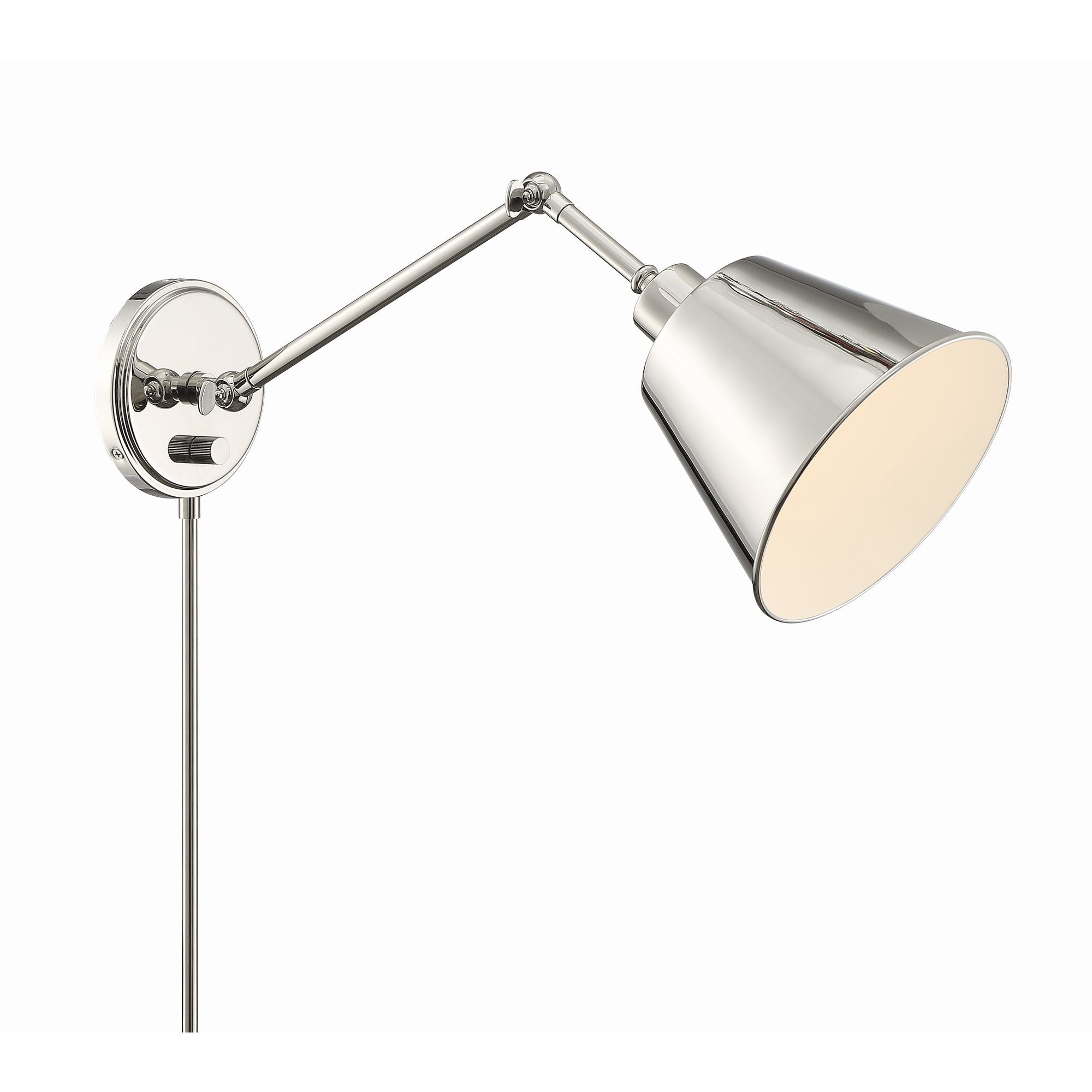 Mitchell 1 Light Polished Nickel Task Sconce Steel Shade 7.25"W x 30"H x 16"D