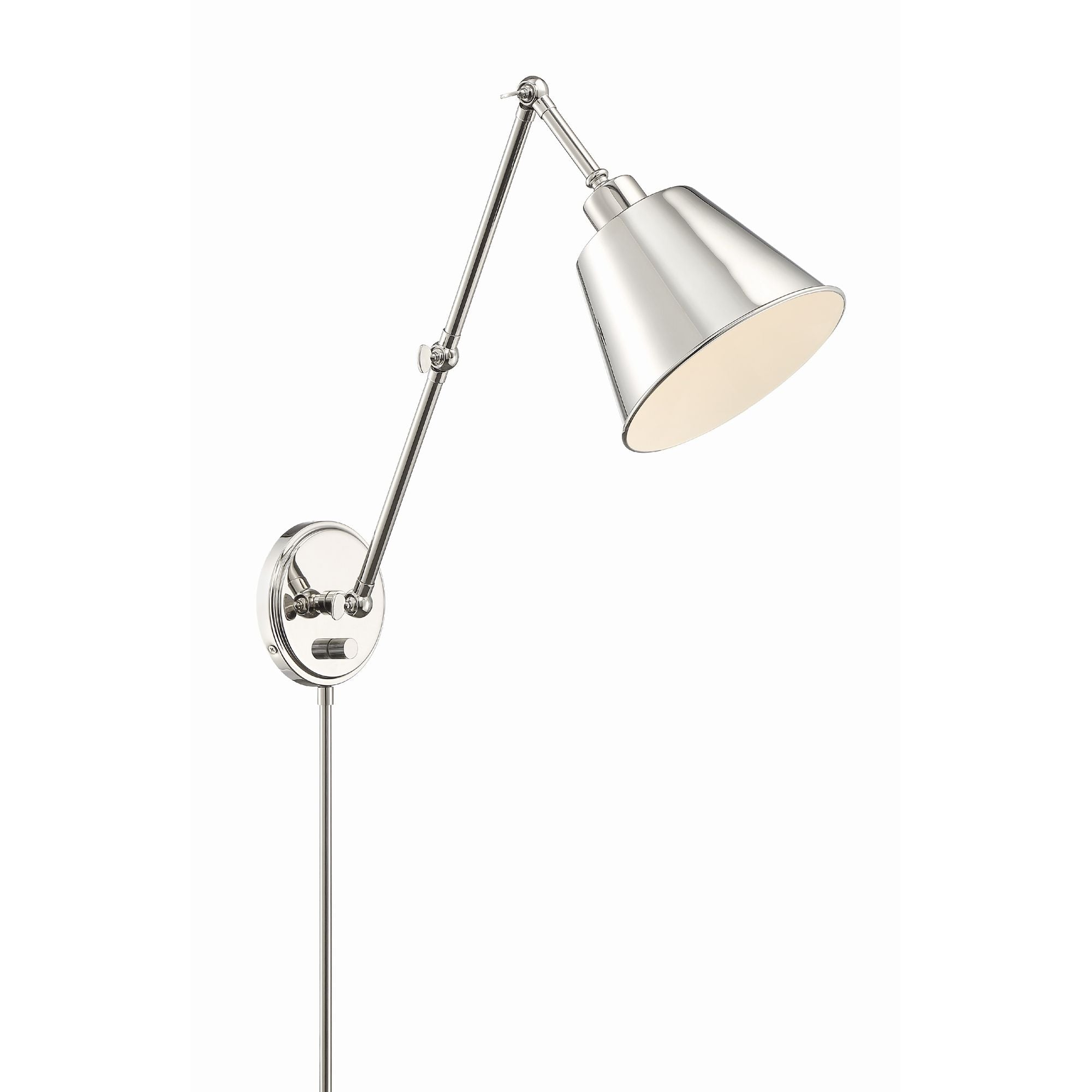 Mitchell 1 Light Polished Nickel Task Sconce Steel Shade 7.25"W x 30.5"H x 30"D