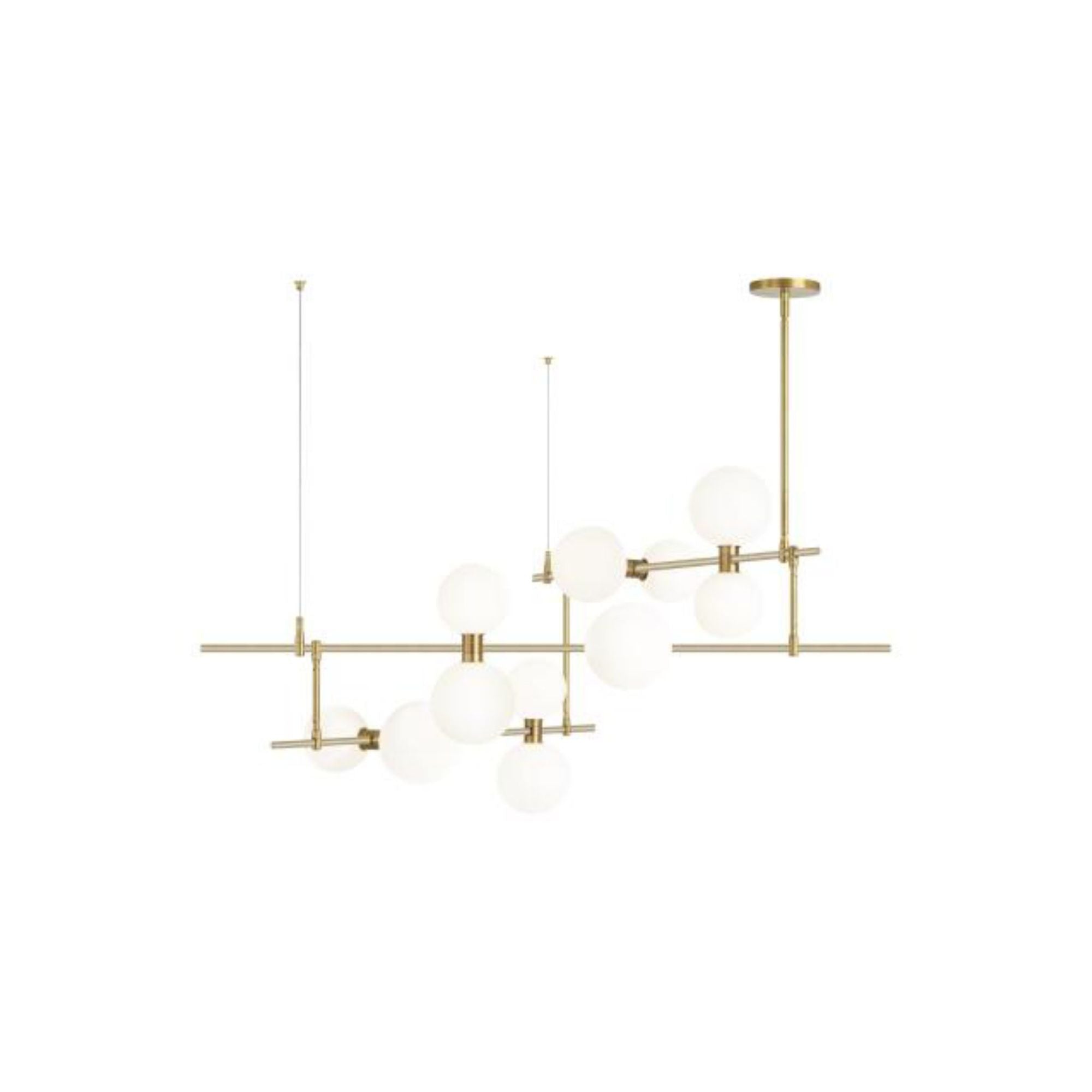 ModernRail Chandelier 2 Chandeliers 12-Light LED 3000K Aged Brass by Sean Lavin