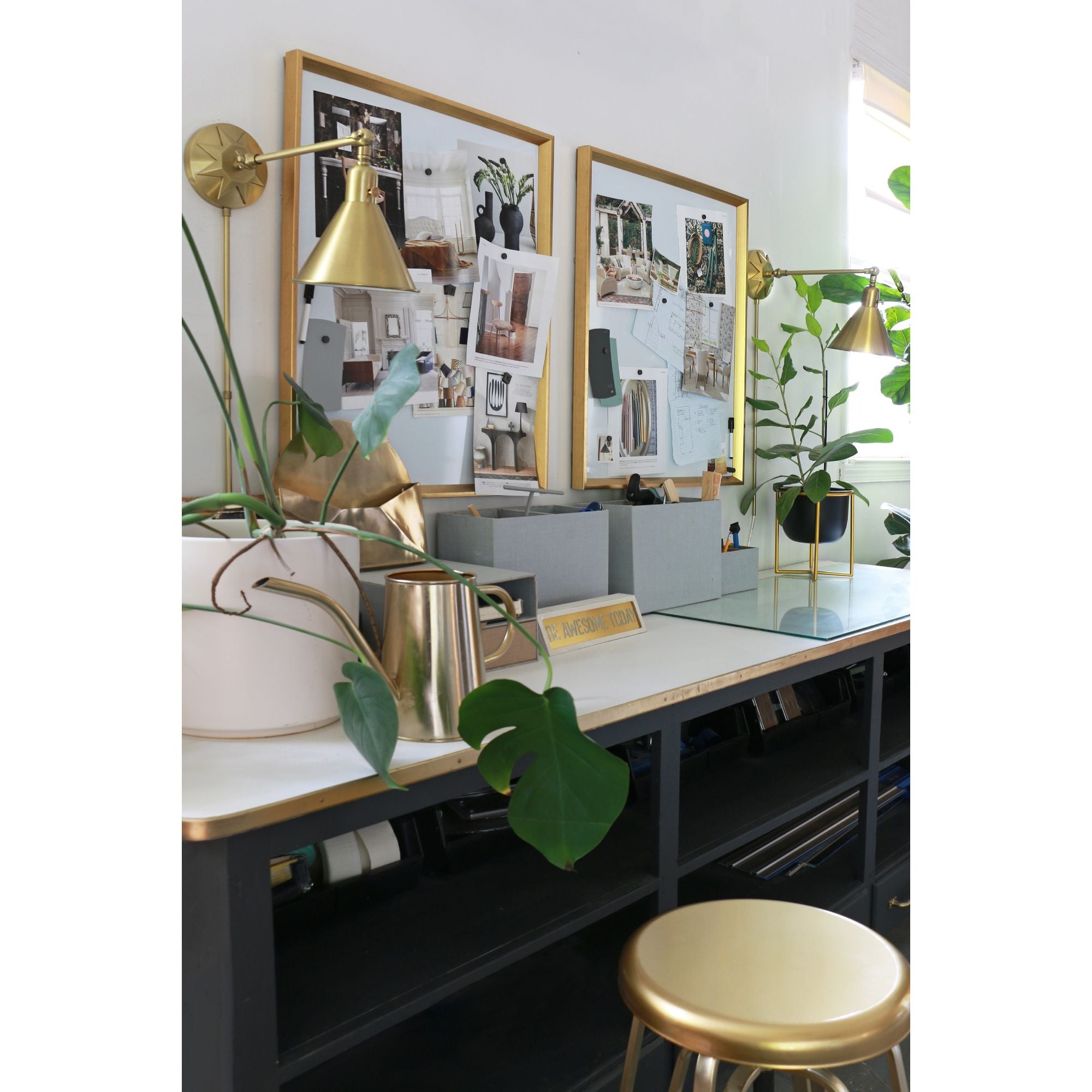 Morgan 1 Light Aged Brass Task Sconce Steel Shade 7"W x 11"H x 17"D