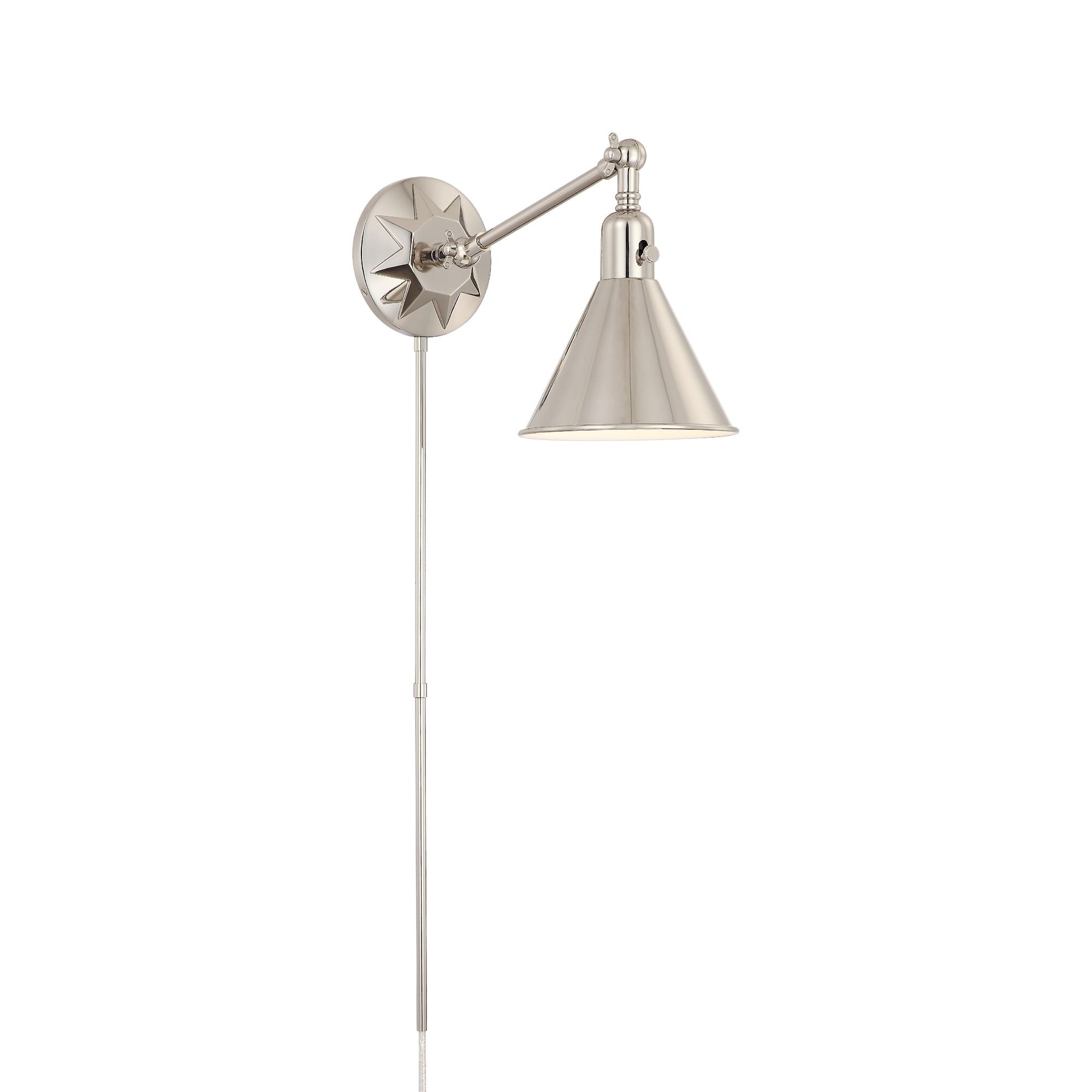 Morgan 1 Light Polished Nickel Task Sconce Steel Shade 7"W x 11"H x 17"D