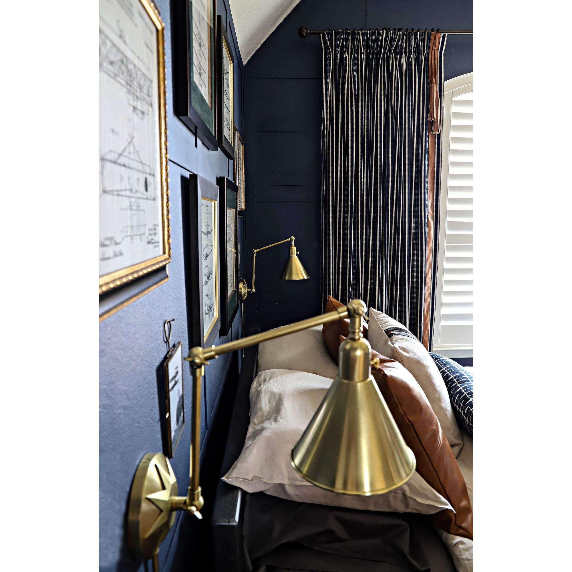 Morgan 1 Light Aged Brass Task Sconce Steel Shade 7"W x 12"H x 24.25"D