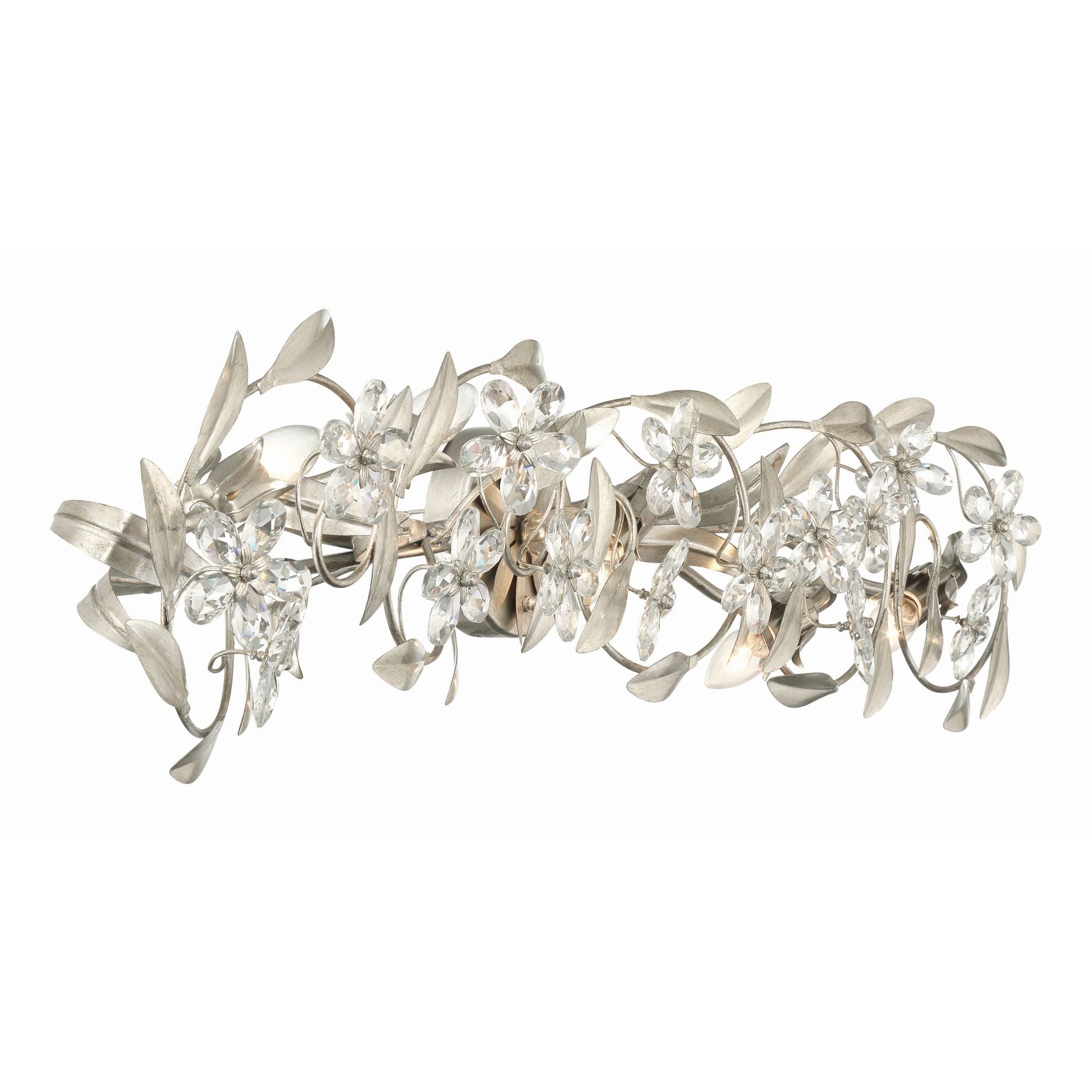 Marselle 5 Light Antique Silver Sconce Hand Cut Crystal 42"W x 8.5"H x 6.5"D