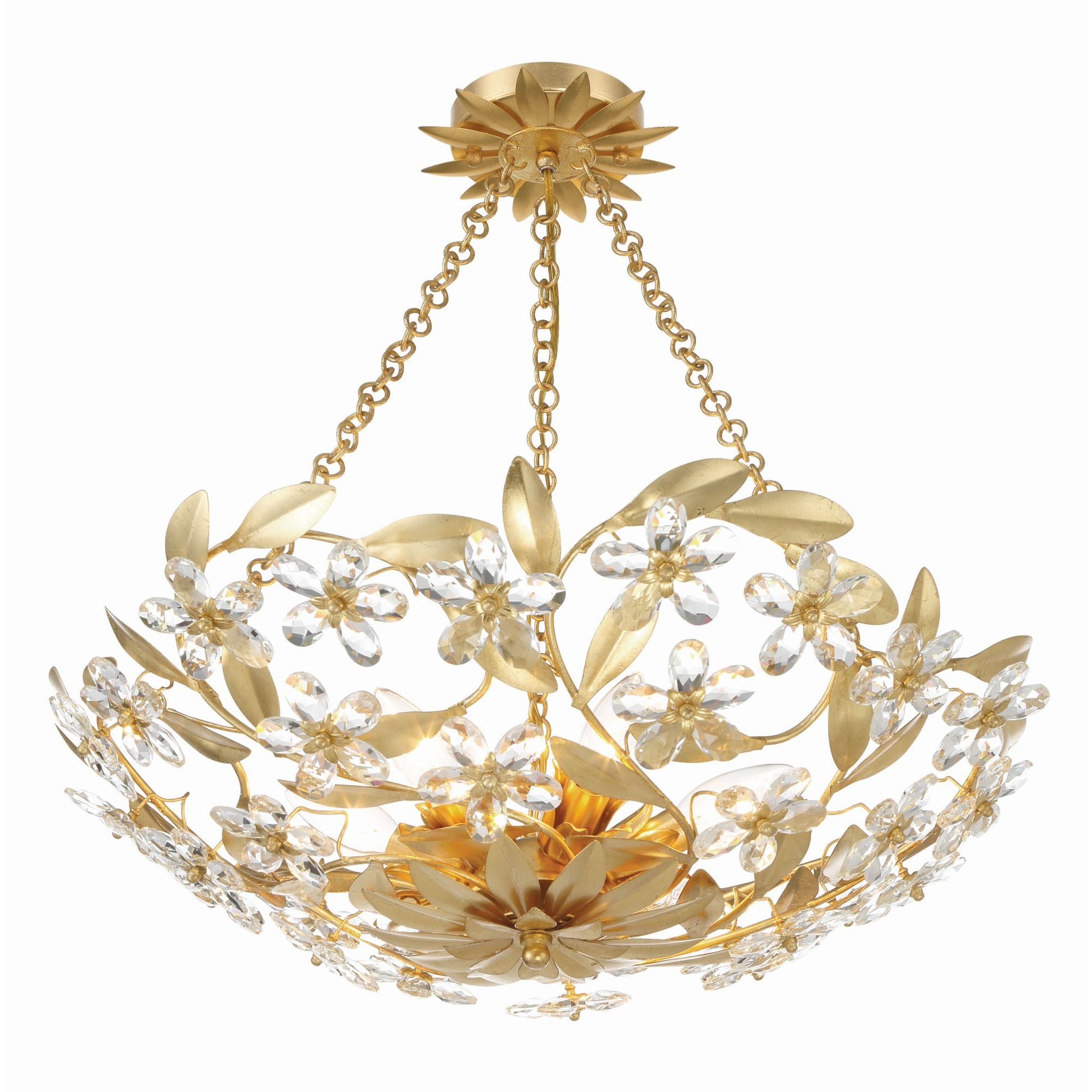 Marselle 24'' Antique Gold Semi Flush Mount Gold 24"W x 6"H x 24"D