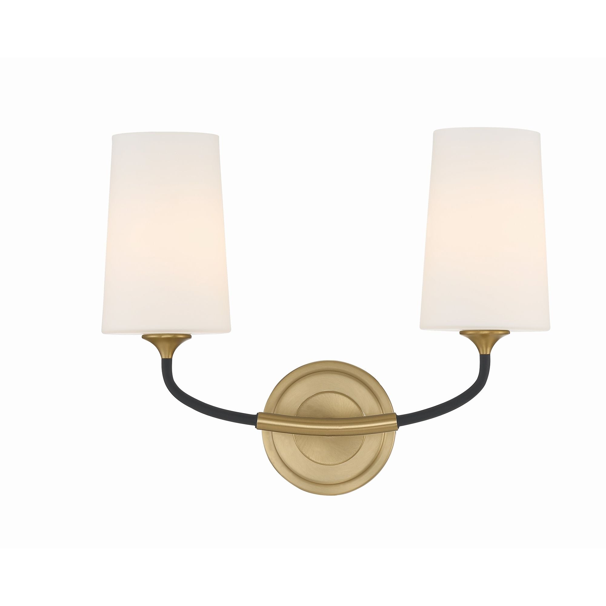 Niles 2 Light Black Forged + Modern Gold Sconce Glass Shade 15"W x 12"H x 5.75"D