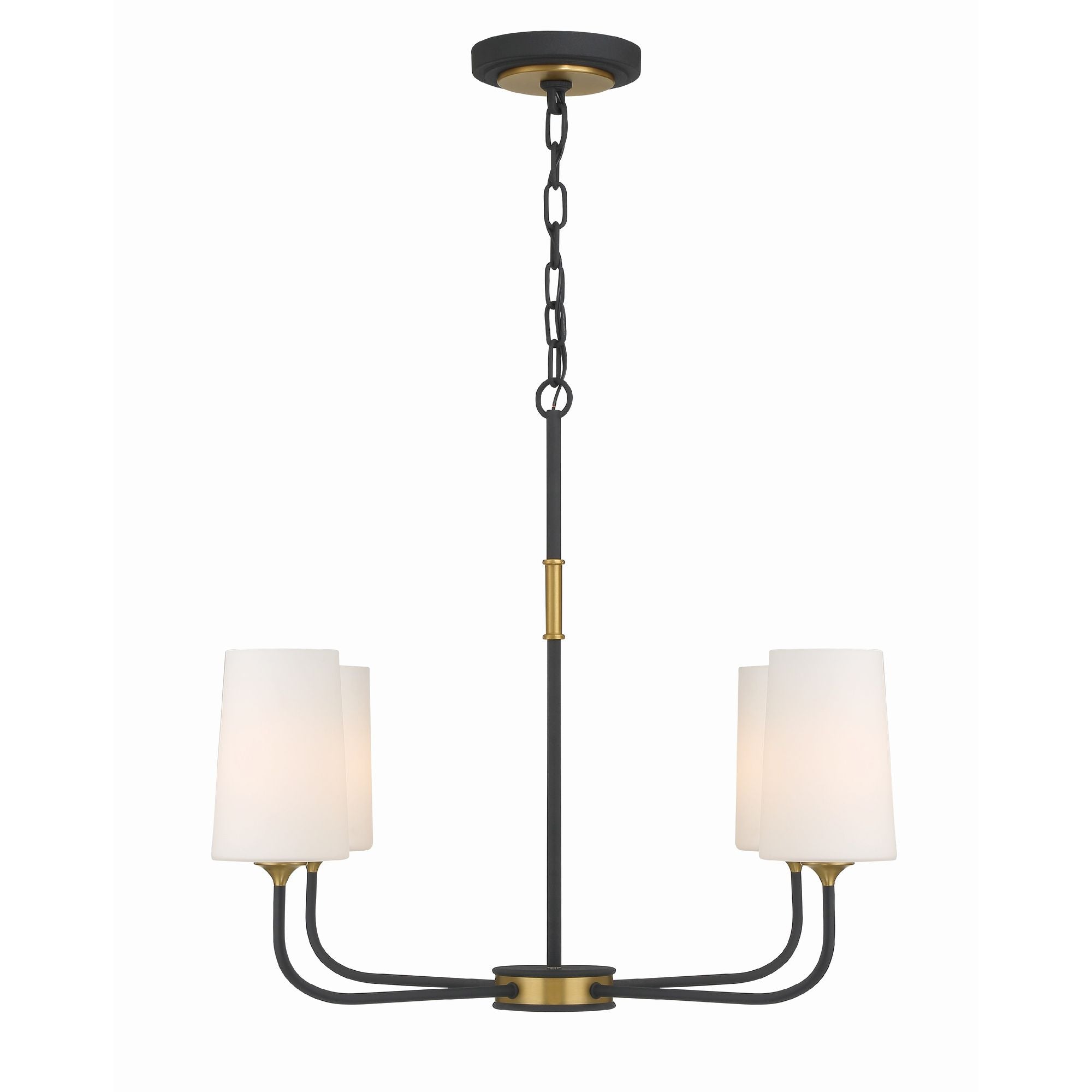 Niles 4 Light Black Forged + Modern Gold Chandelier Glass Shade 29"W x 21.5"H x 29"D