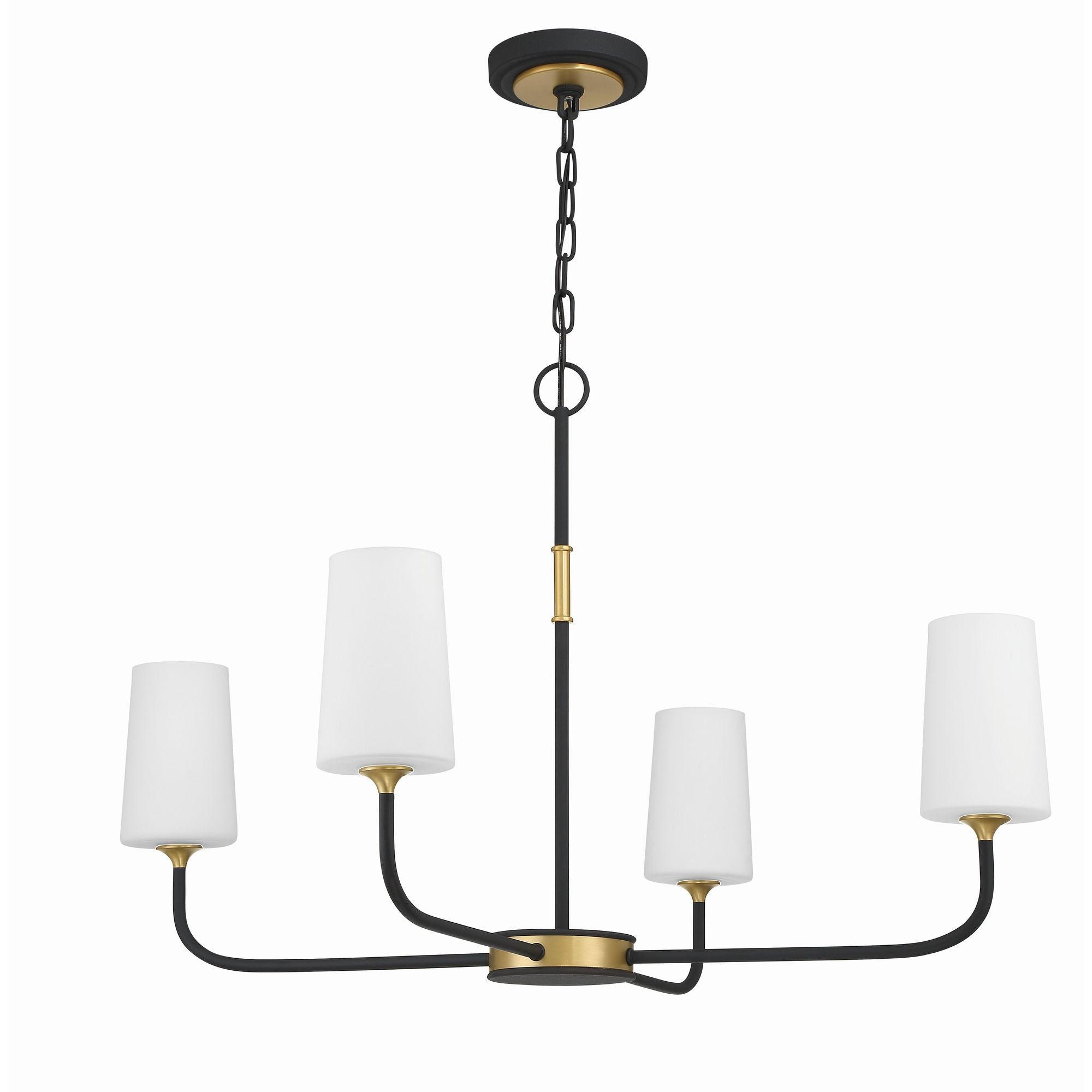 Niles 4 Light Black Forged + Modern Gold Chandelier Glass Shade 34"W x 22.25"H x 34"D