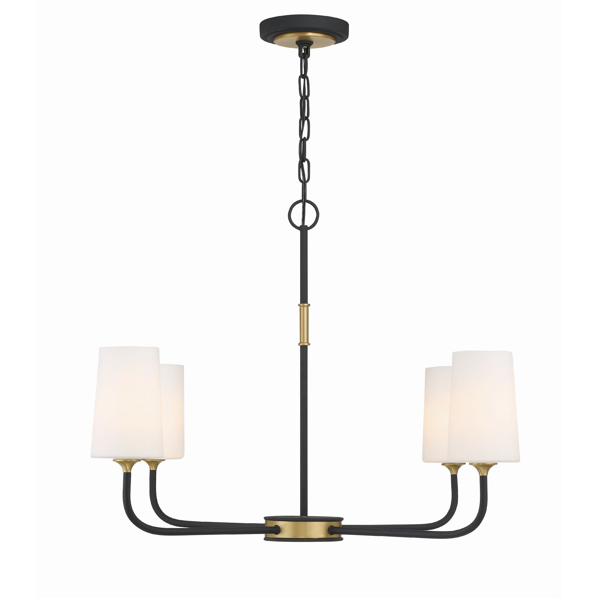 Niles 4 Light Black Forged + Modern Gold Chandelier Glass Shade 34"W x 22.25"H x 34"D