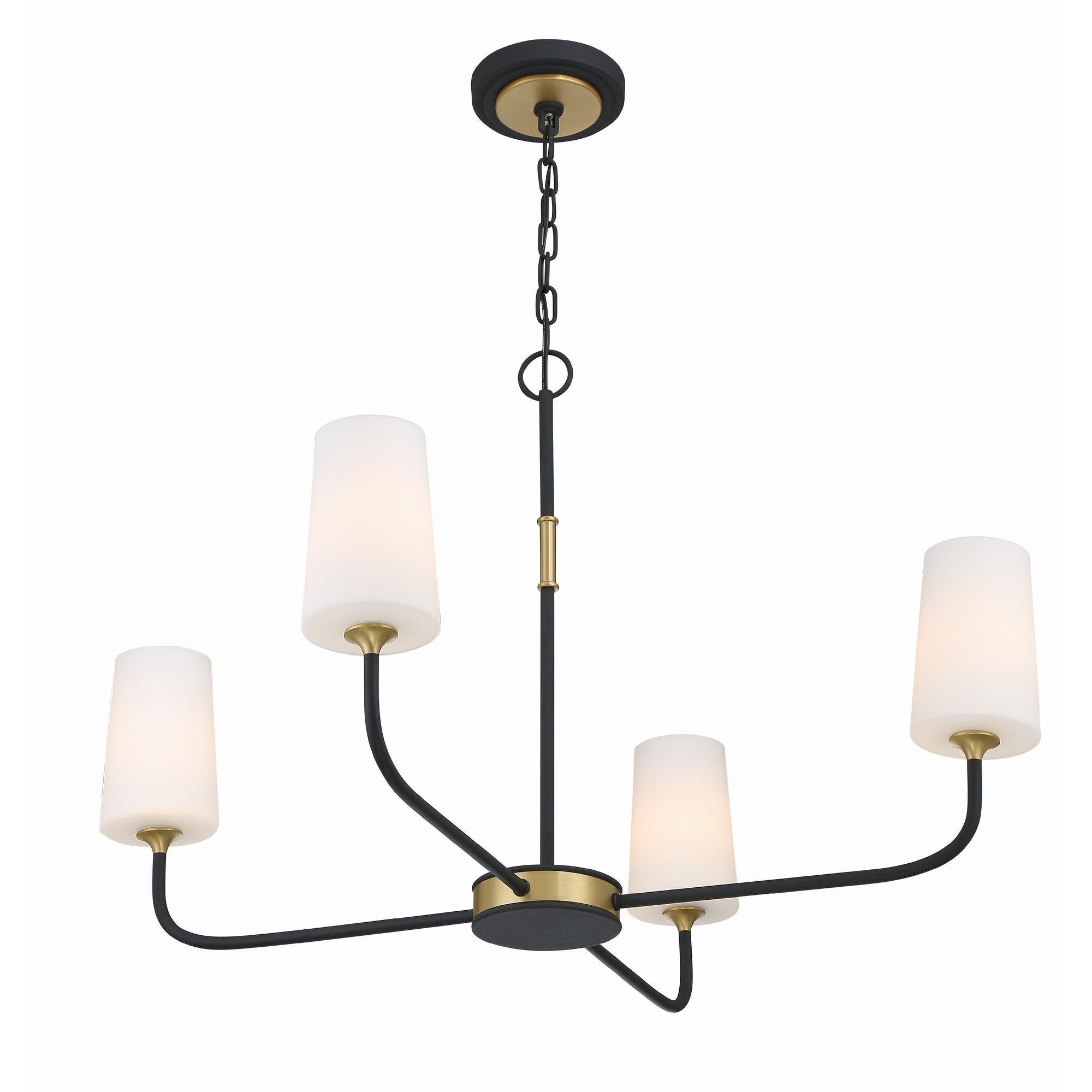 Niles 4 Light Black Forged + Modern Gold Chandelier Glass Shade 34"W x 22.25"H x 34"D