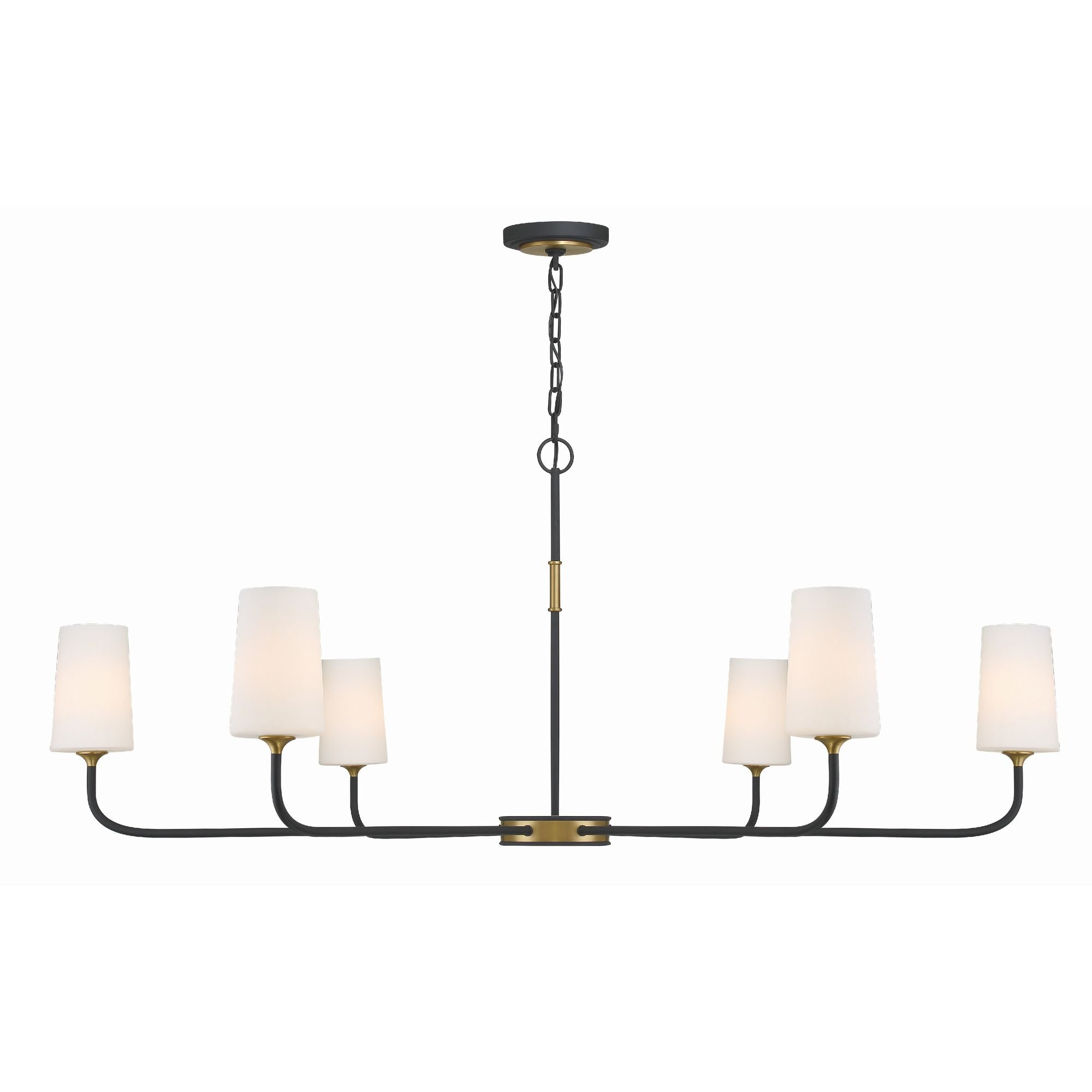 Niles 6 Light Black Forged + Modern Gold Chandelier Glass Shade 54"W x 22.25"H x 54"D