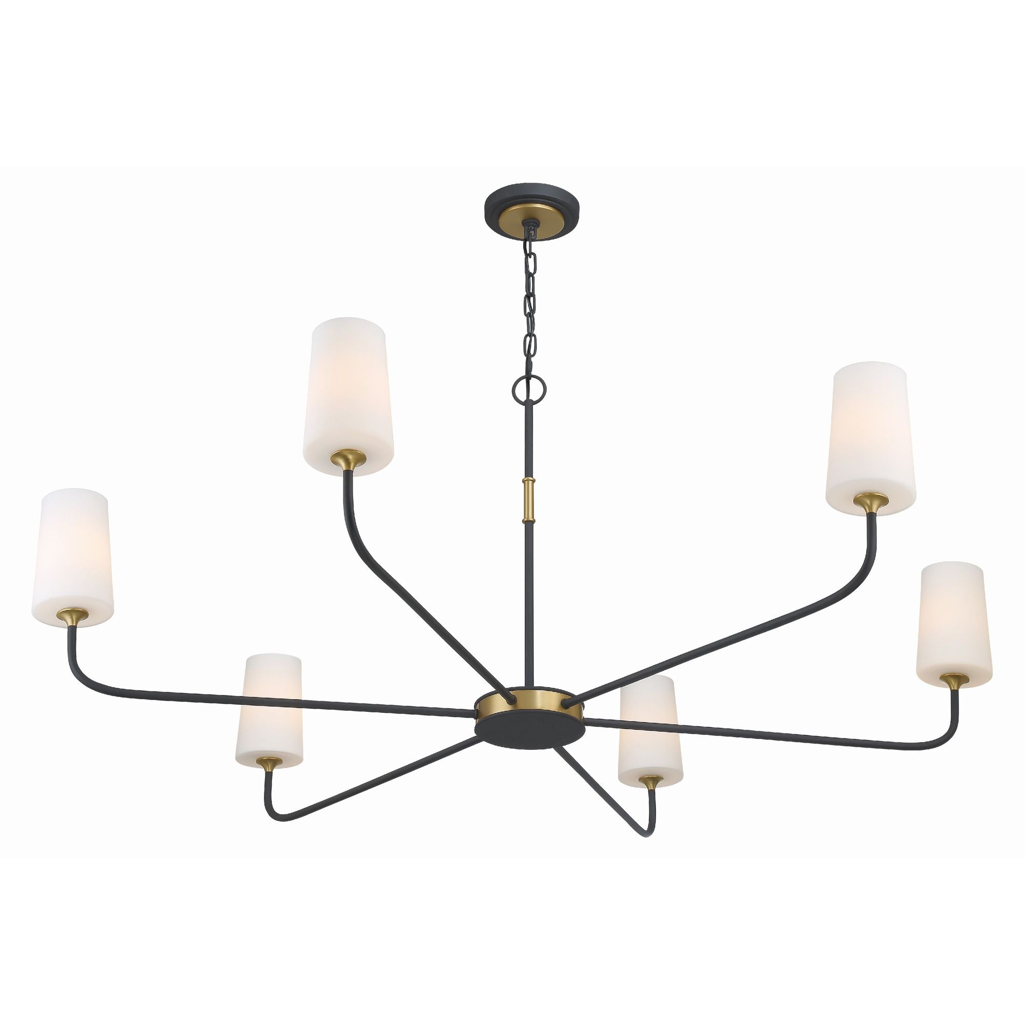 Niles 6 Light Black Forged + Modern Gold Chandelier Glass Shade 54"W x 22.25"H x 54"D