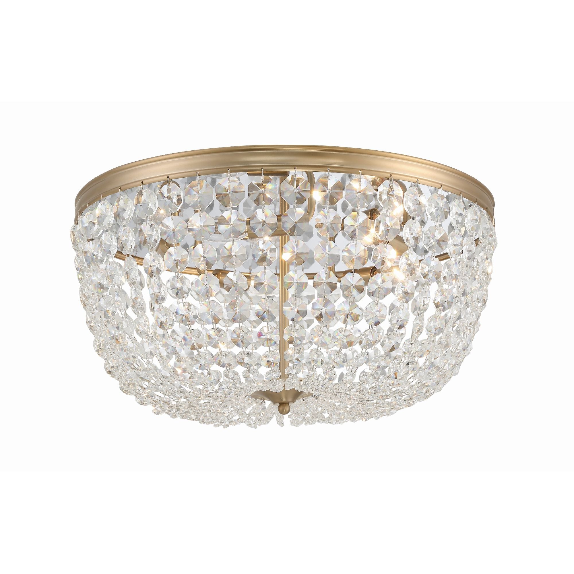 Nola 5 Light Vibrant Gold Flush Mount Hand Cut Crystal 20"W x 10"H x 20"D