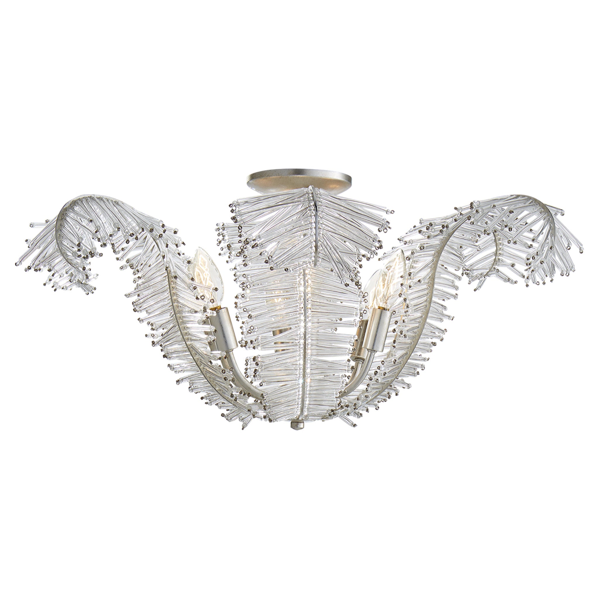 Niermann Weeks Calais Large Semi-Flush in Burnished Silver Leaf Ceiling Light W26" x H12"